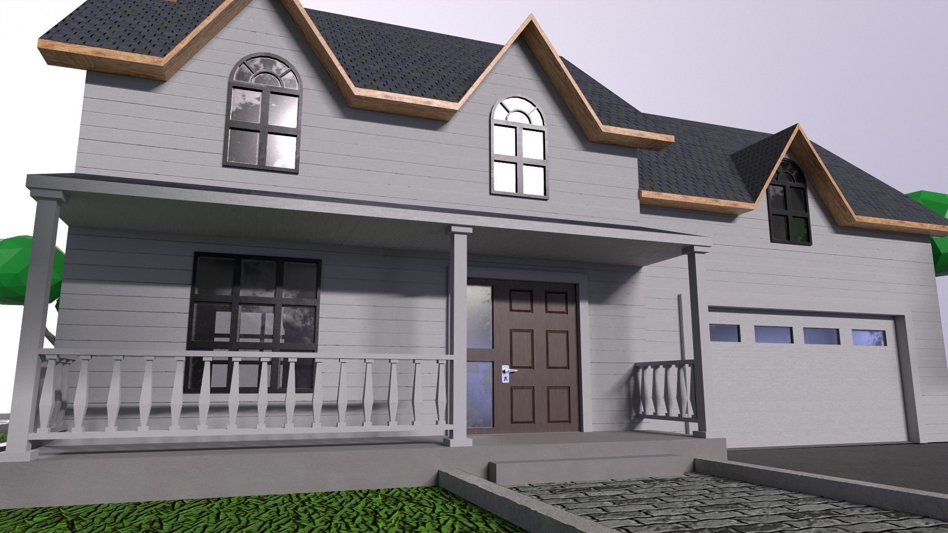 low-poly 3D PBR set House VR Low-poly 3D model_7