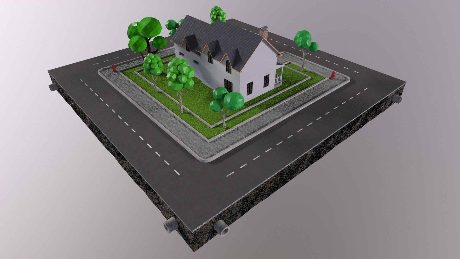 low-poly 3D PBR set House VR Low-poly 3D model_2