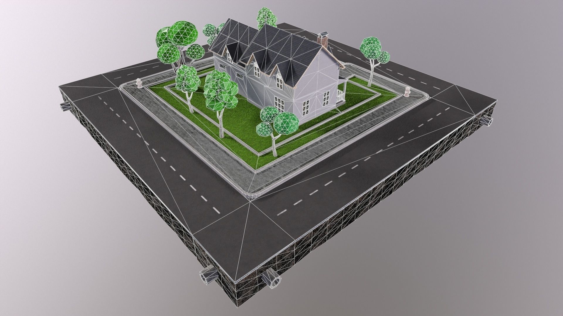 low-poly 3D PBR set House VR Low-poly 3D model_3