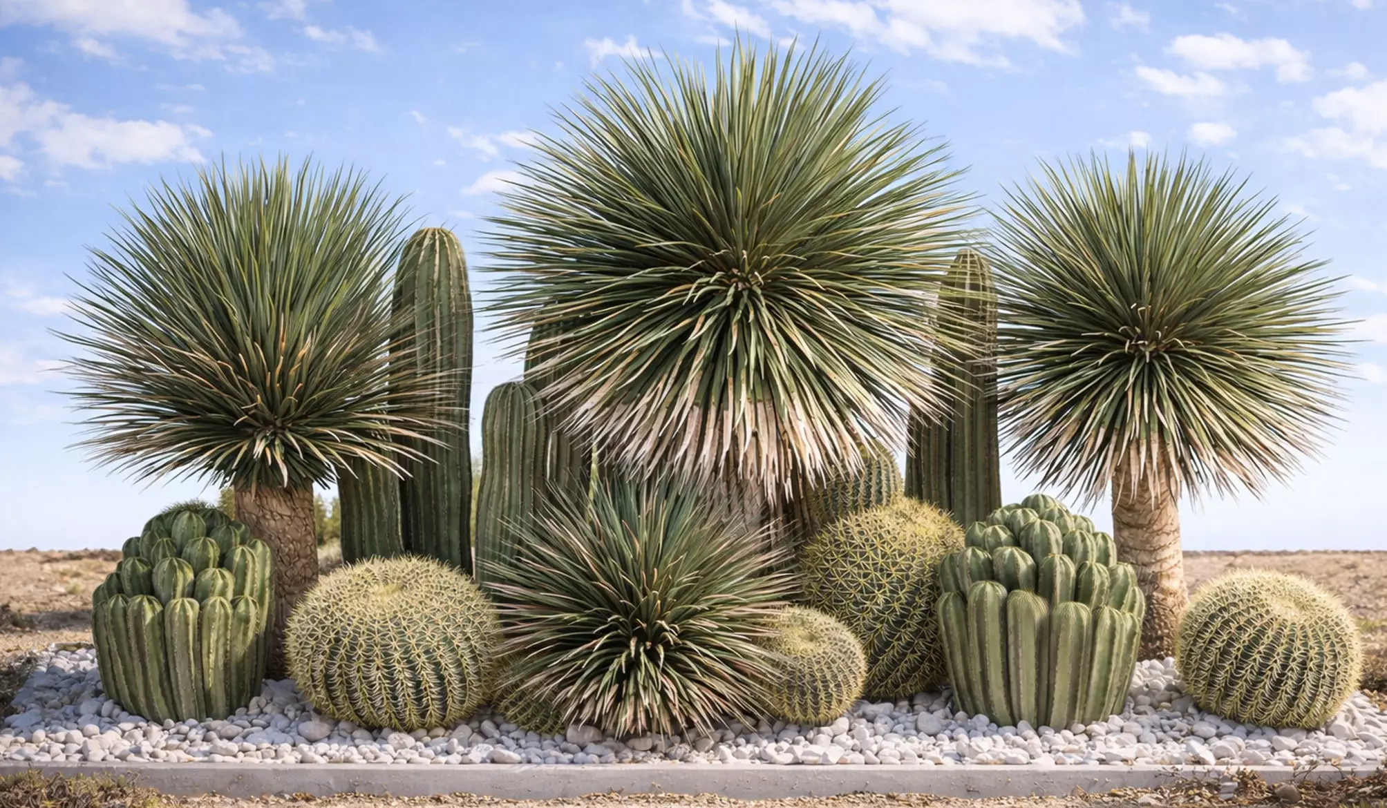 Plants Desert Flowerbed With Cactus 3D model
