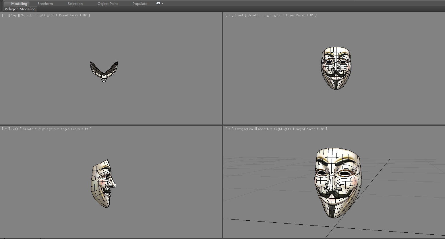 mask - V for Vendetta Low-poly 3D model_4