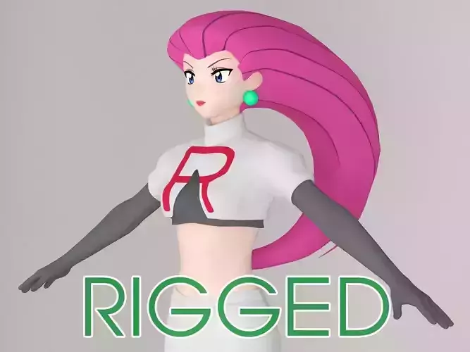 T pose rigged model of Jessie anime girl 3D model