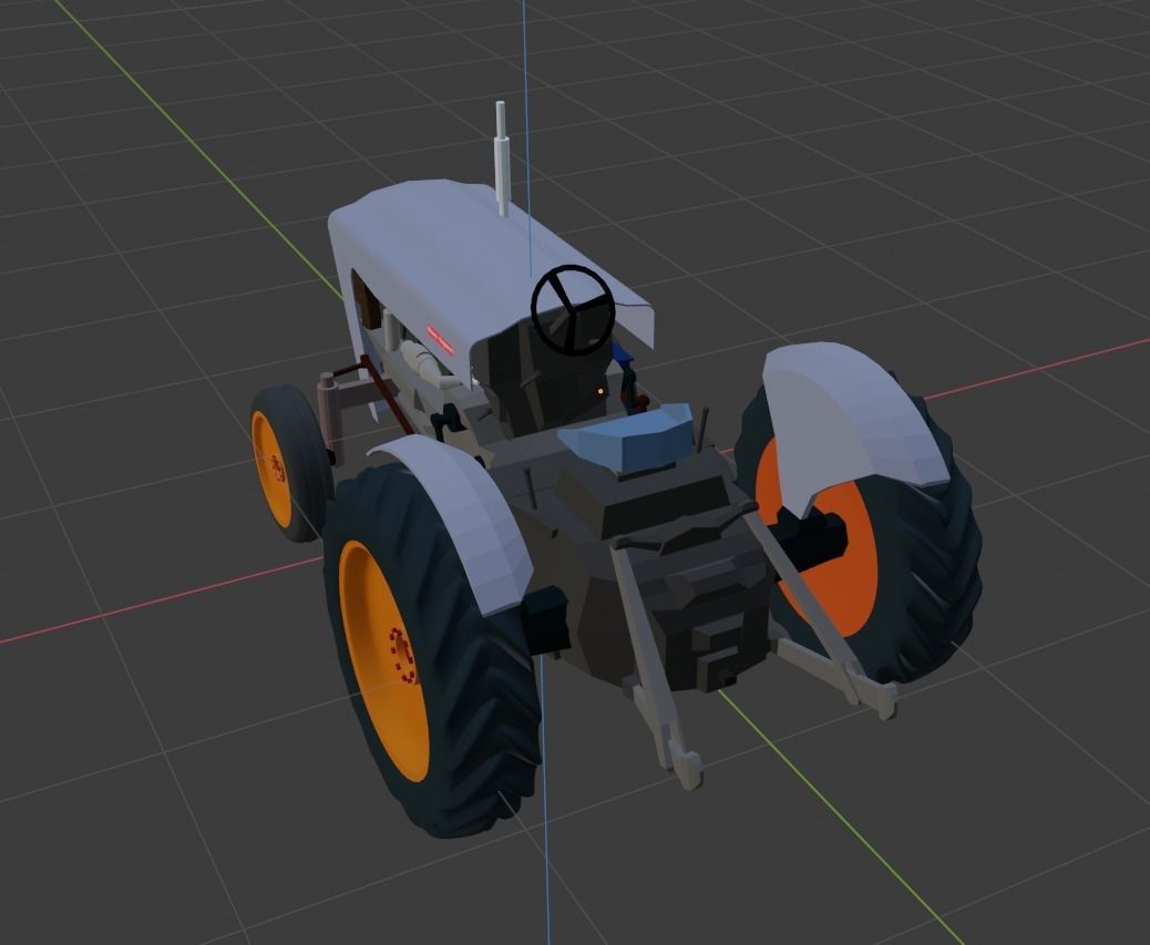 Low Poly Massey Ferguson Tractor Low-poly 3D model_1