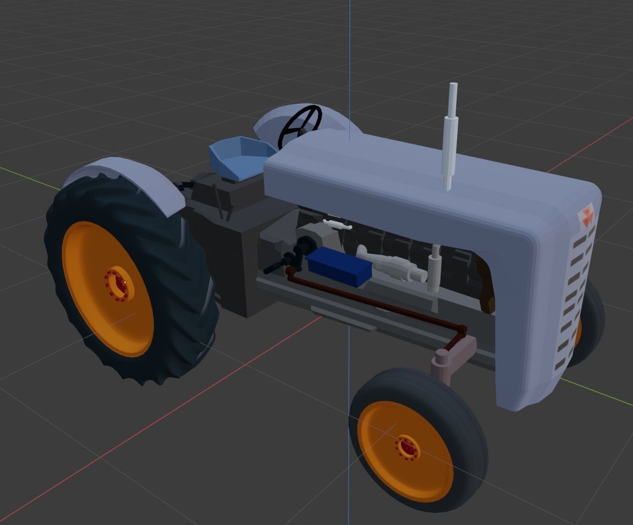 Low Poly Massey Ferguson Tractor Low-poly 3D model_2