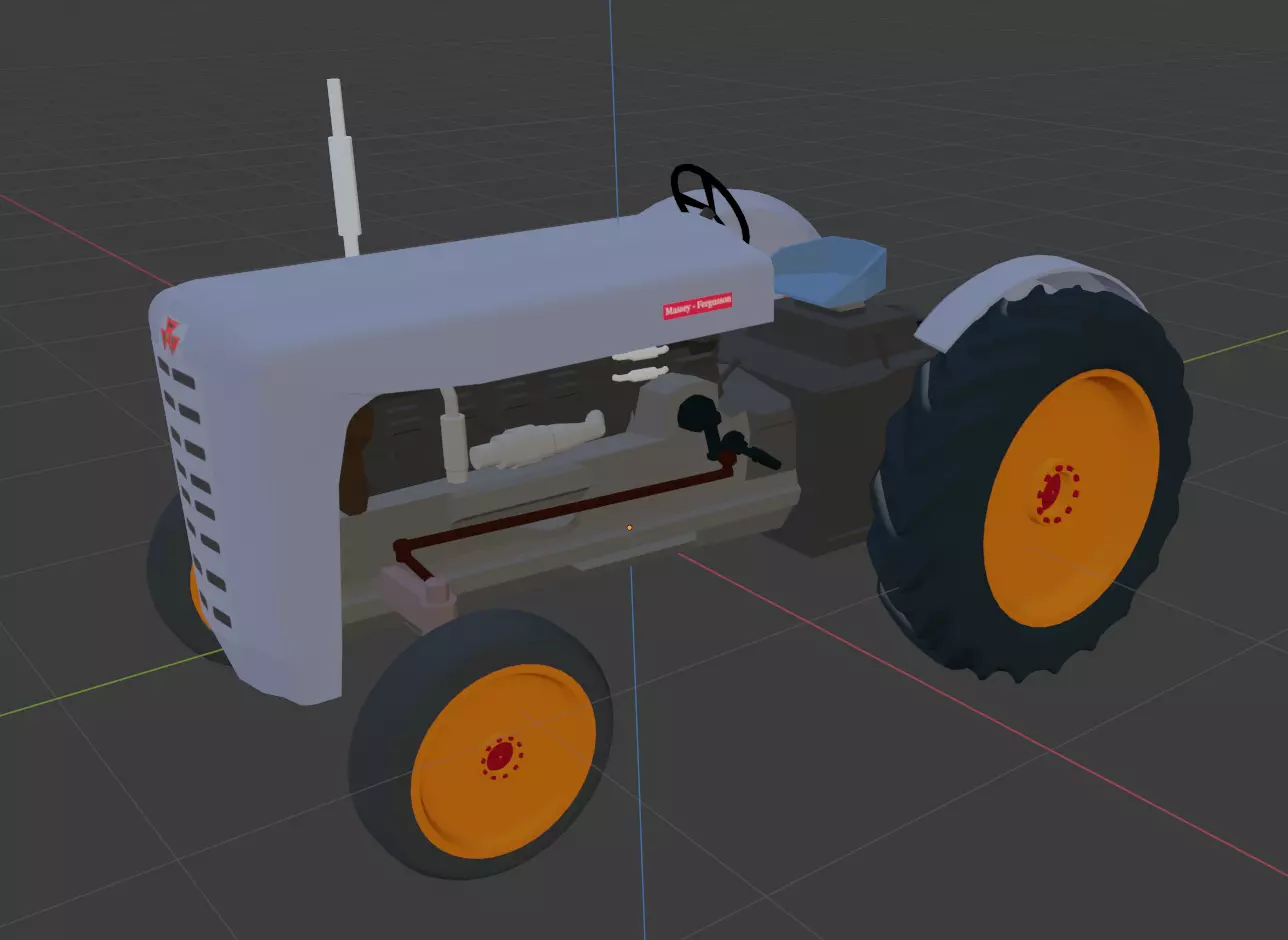 Low Poly Massey Ferguson Tractor Low-poly 3D model_0
