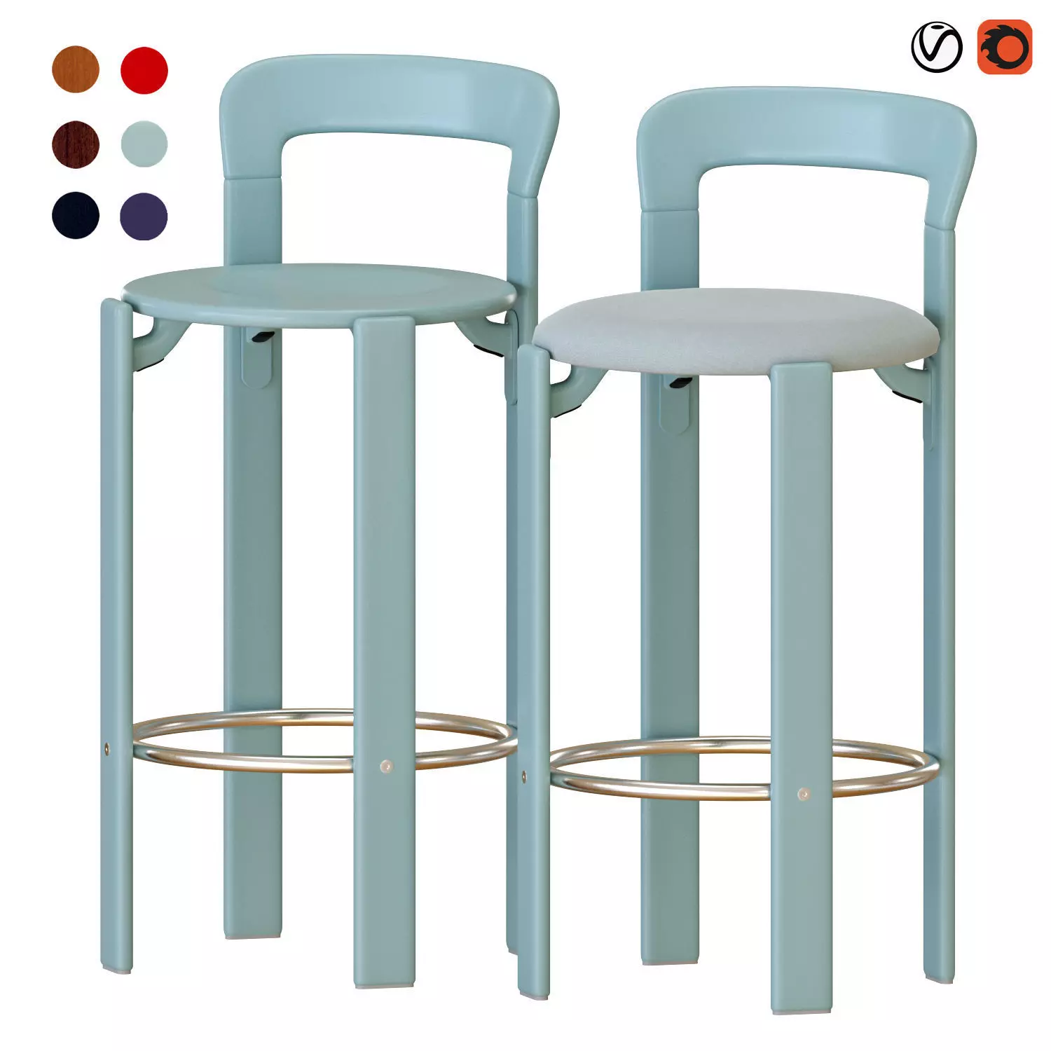 Hay Rey Bar Stools 3D model_0