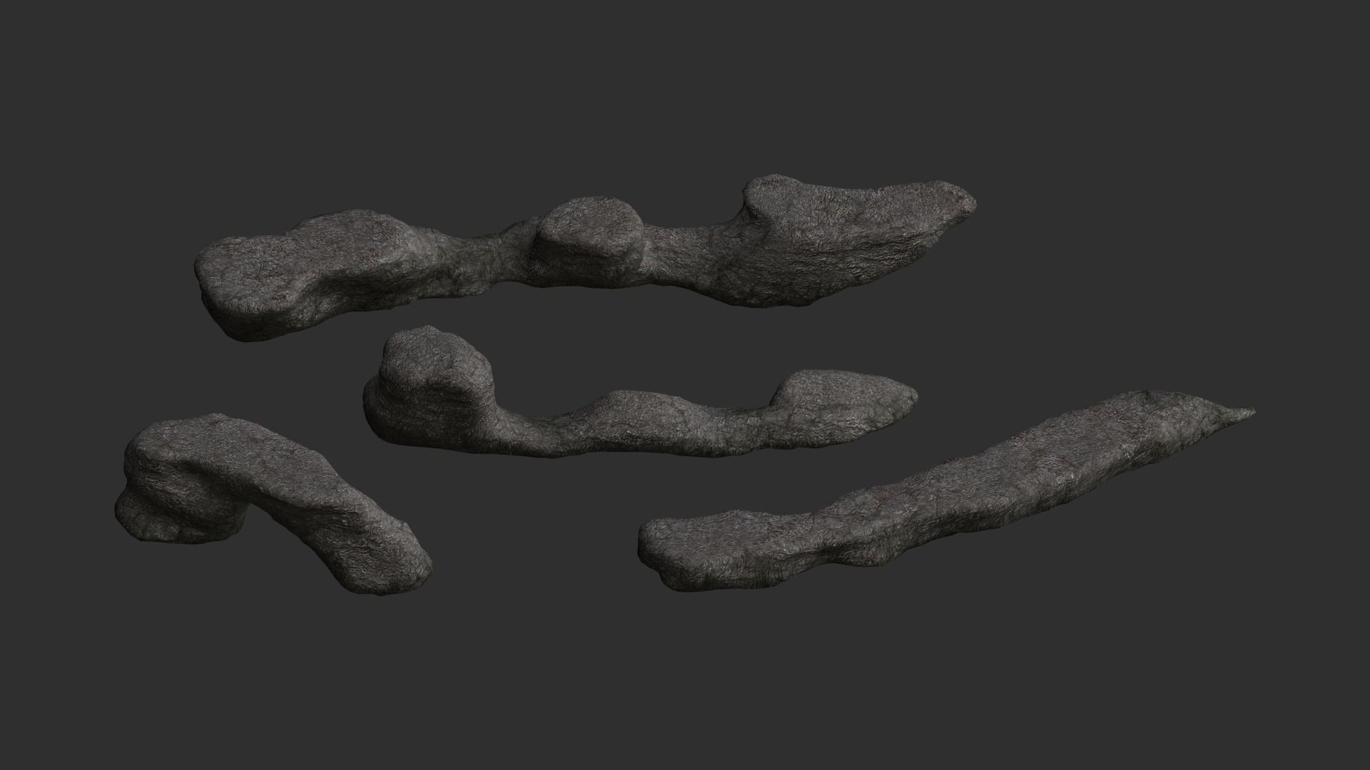 Long Flat Rocks Free low-poly 3D model_9