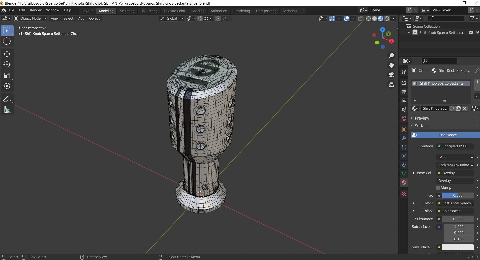 Sparco Shift Knob Settanta Silver 3D model_7