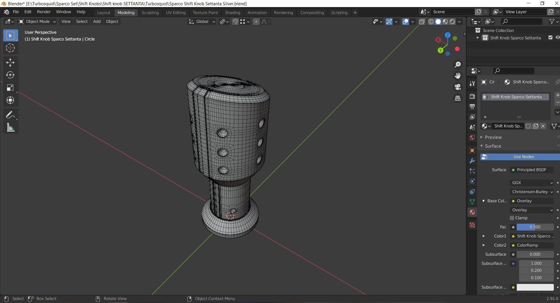 Sparco Shift Knob Settanta Silver 3D model_8