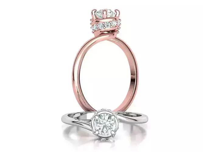 Twisted Diamond Solitaire Engagement Ring  5mm stone