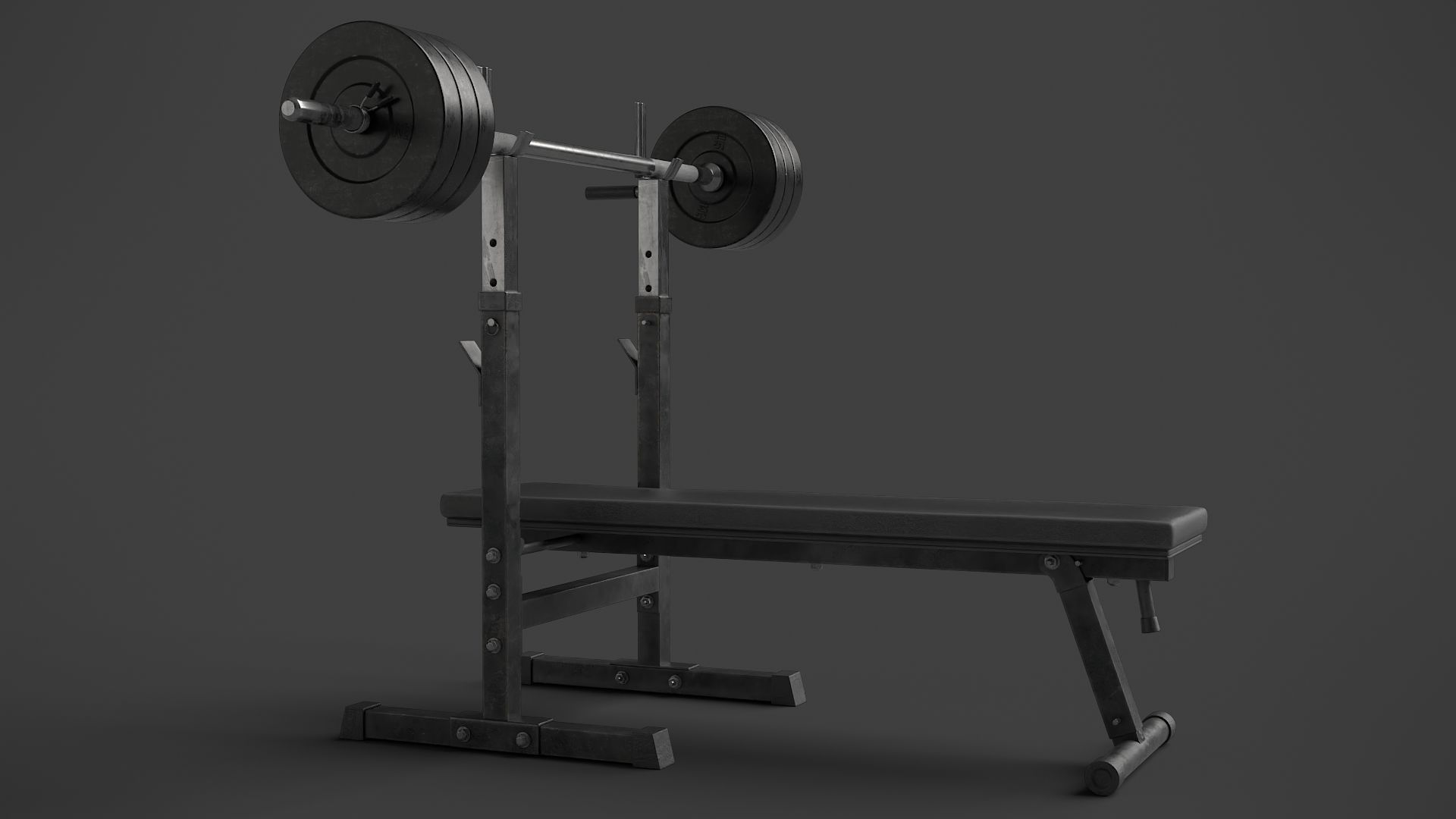 Barbell with Bench 3D model_3