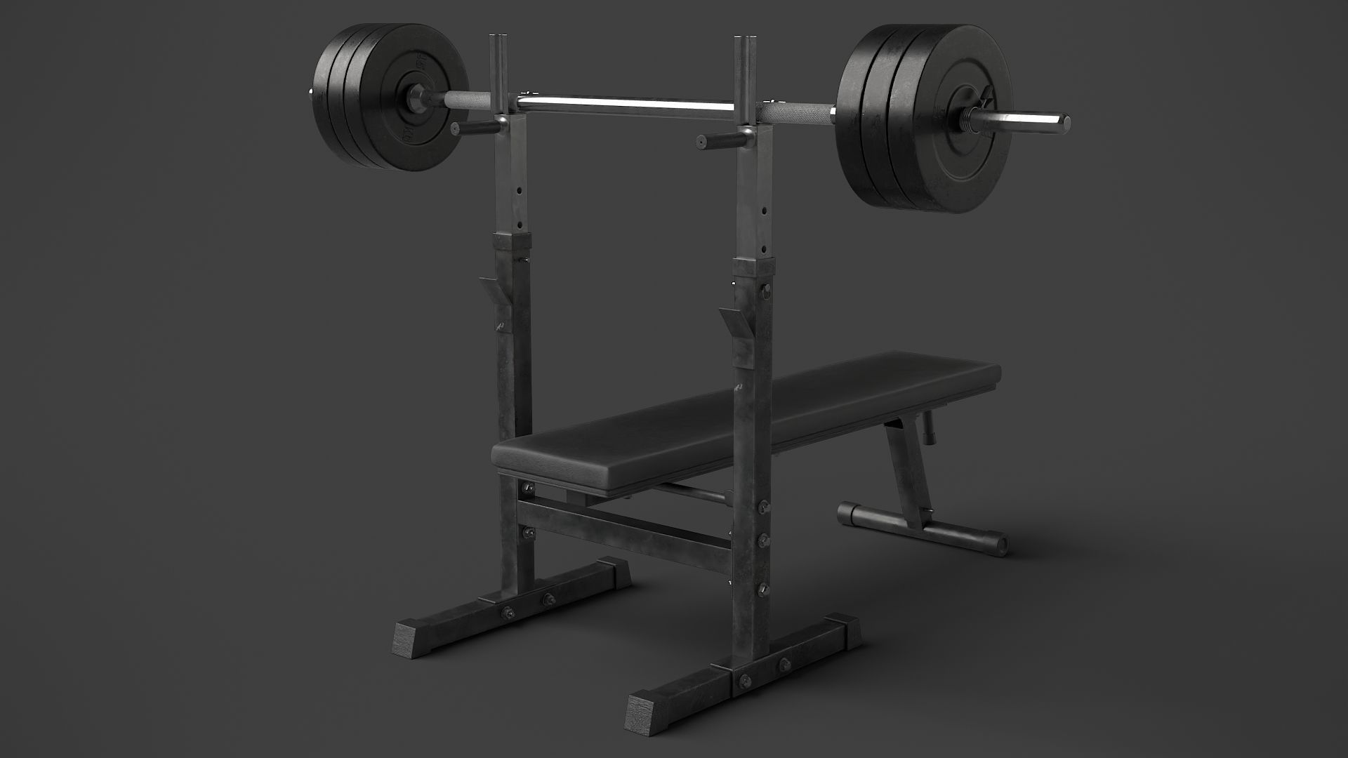 Barbell with Bench 3D model_1