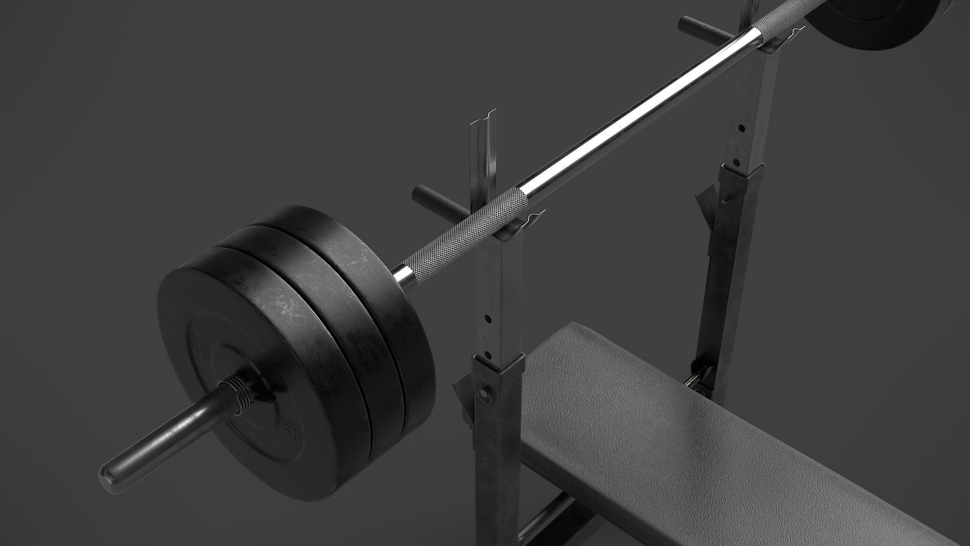 Barbell with Bench 3D model_8