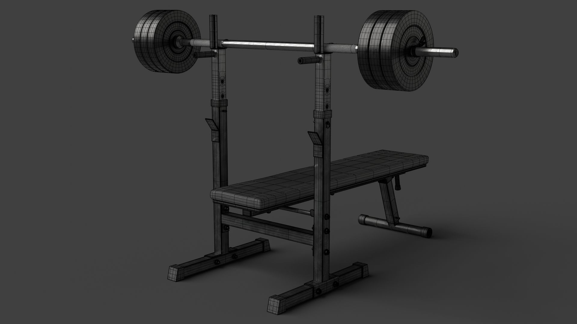 Barbell with Bench 3D model_11