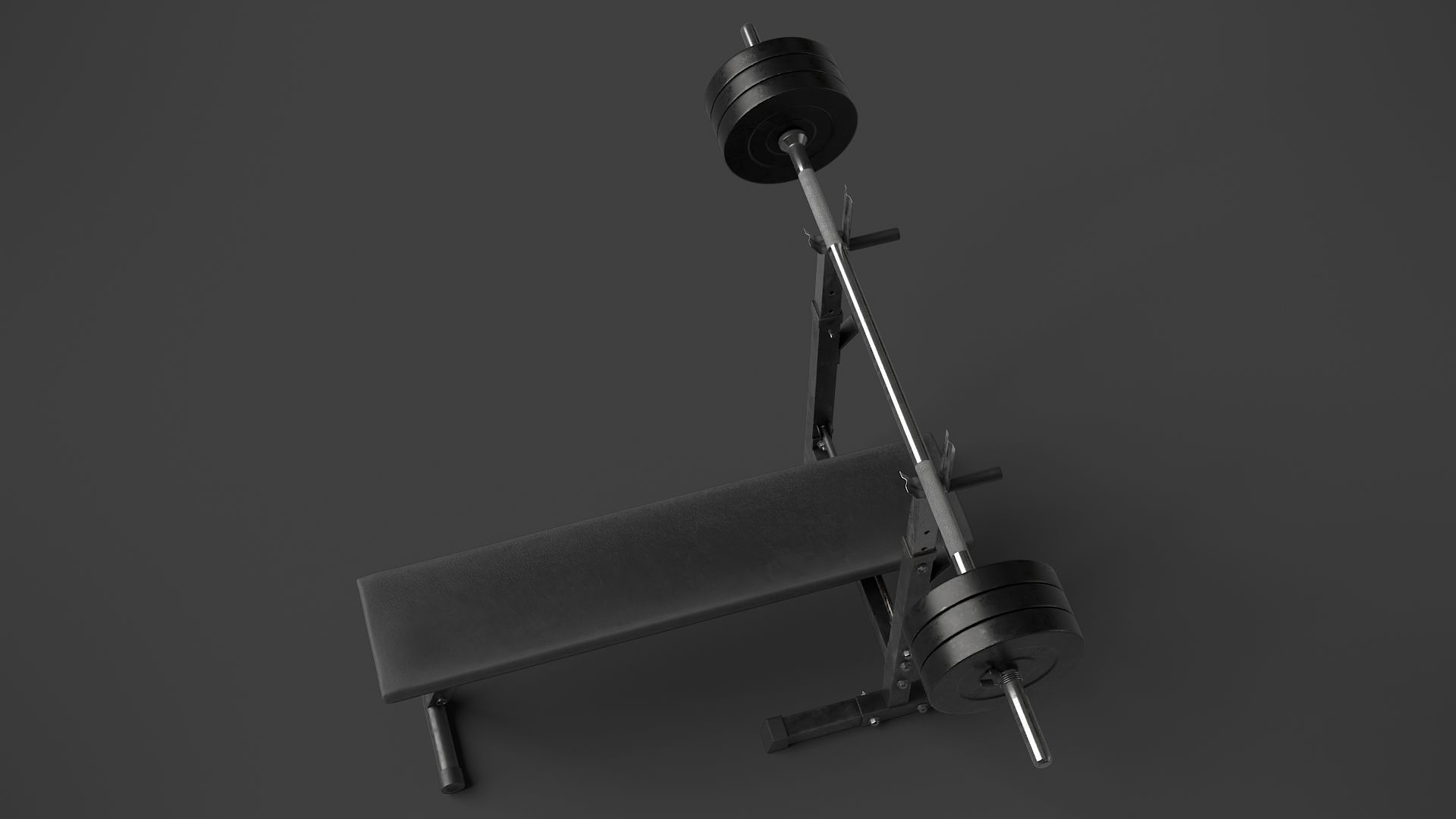 Barbell with Bench 3D model_2