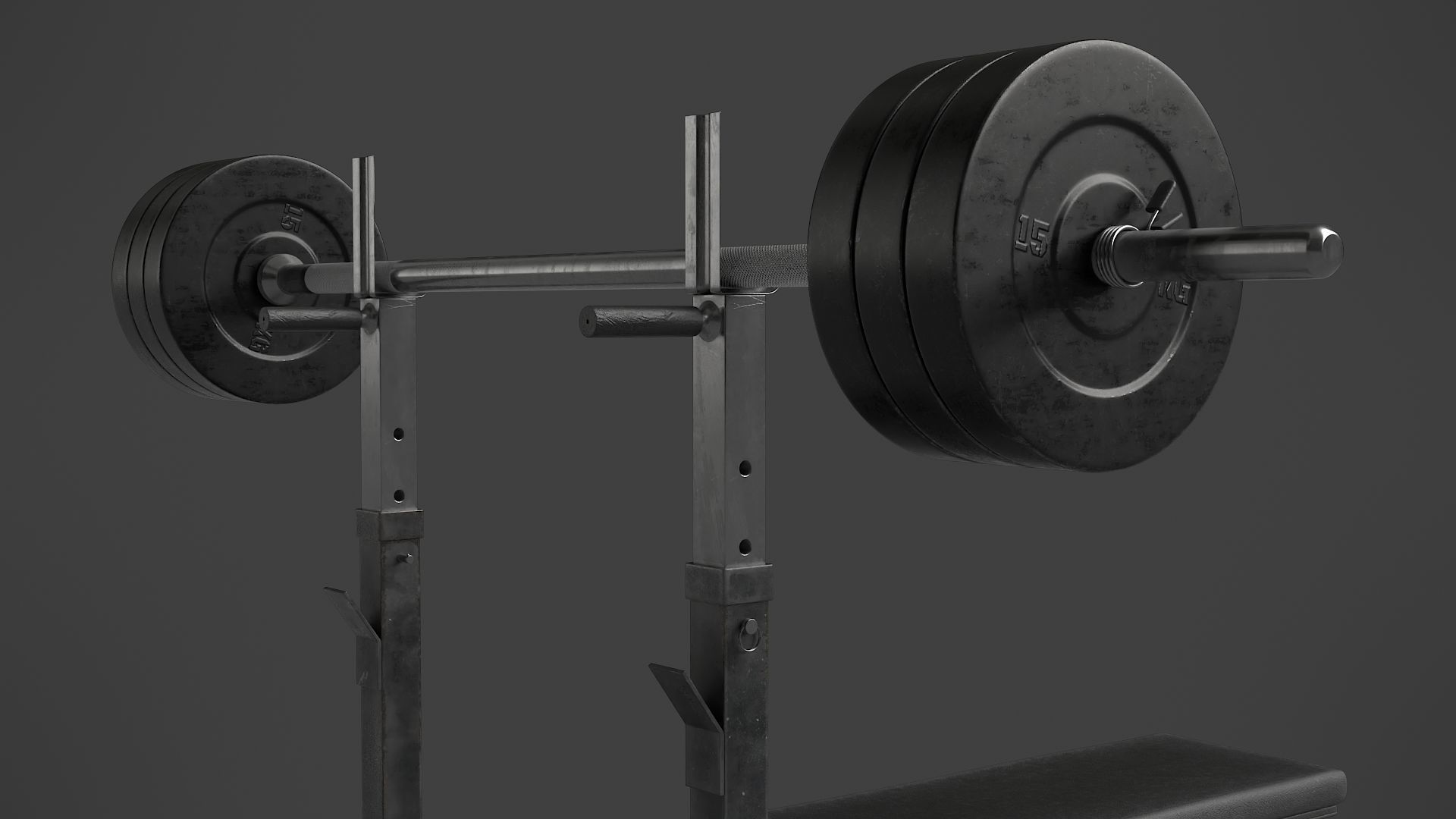 Barbell with Bench 3D model_7