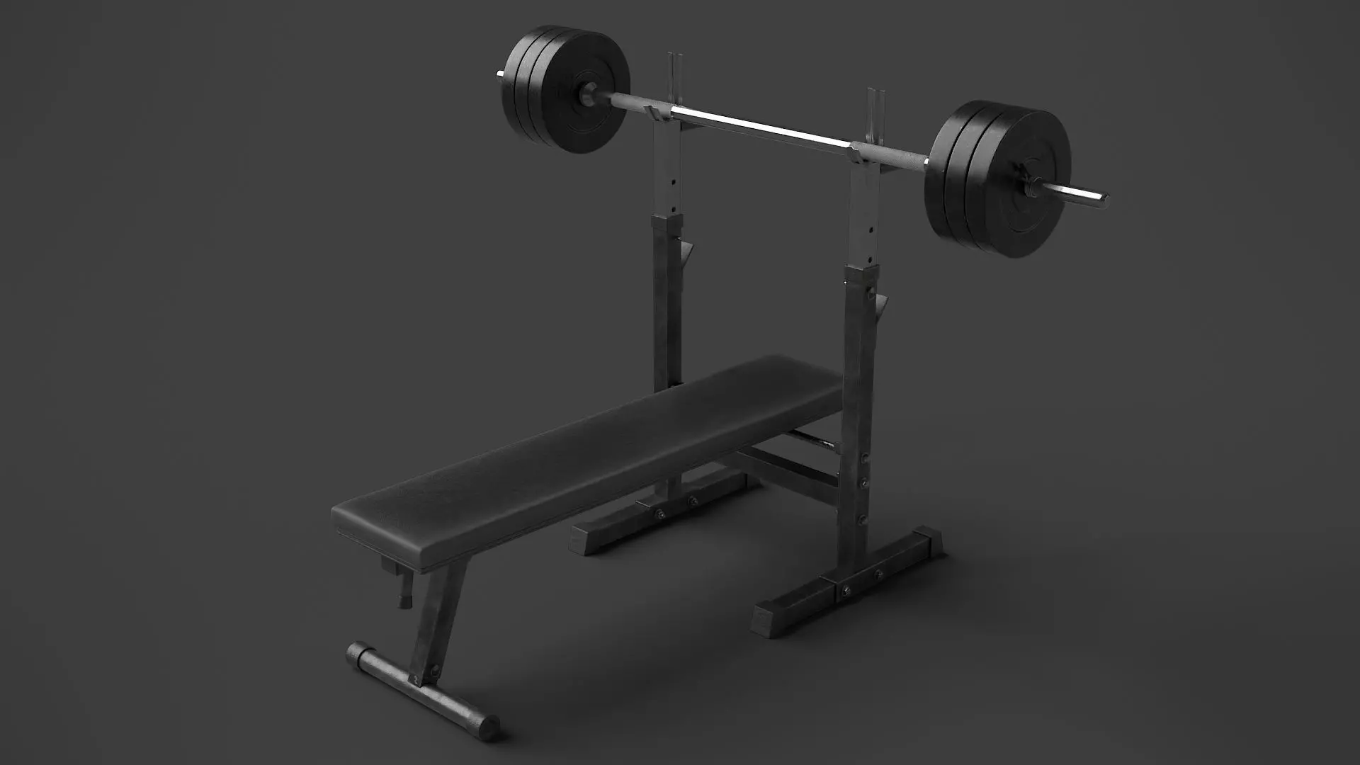 Barbell with Bench 3D model_0
