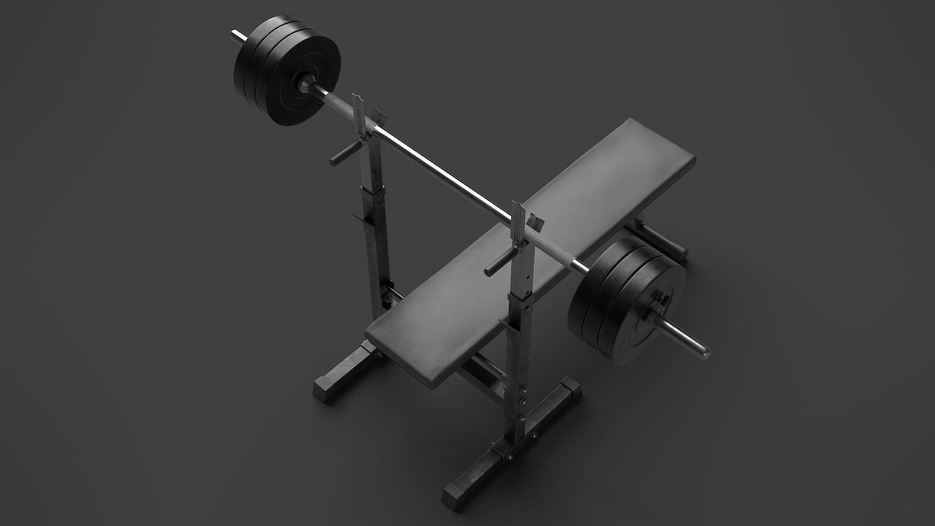 Barbell with Bench 3D model_4