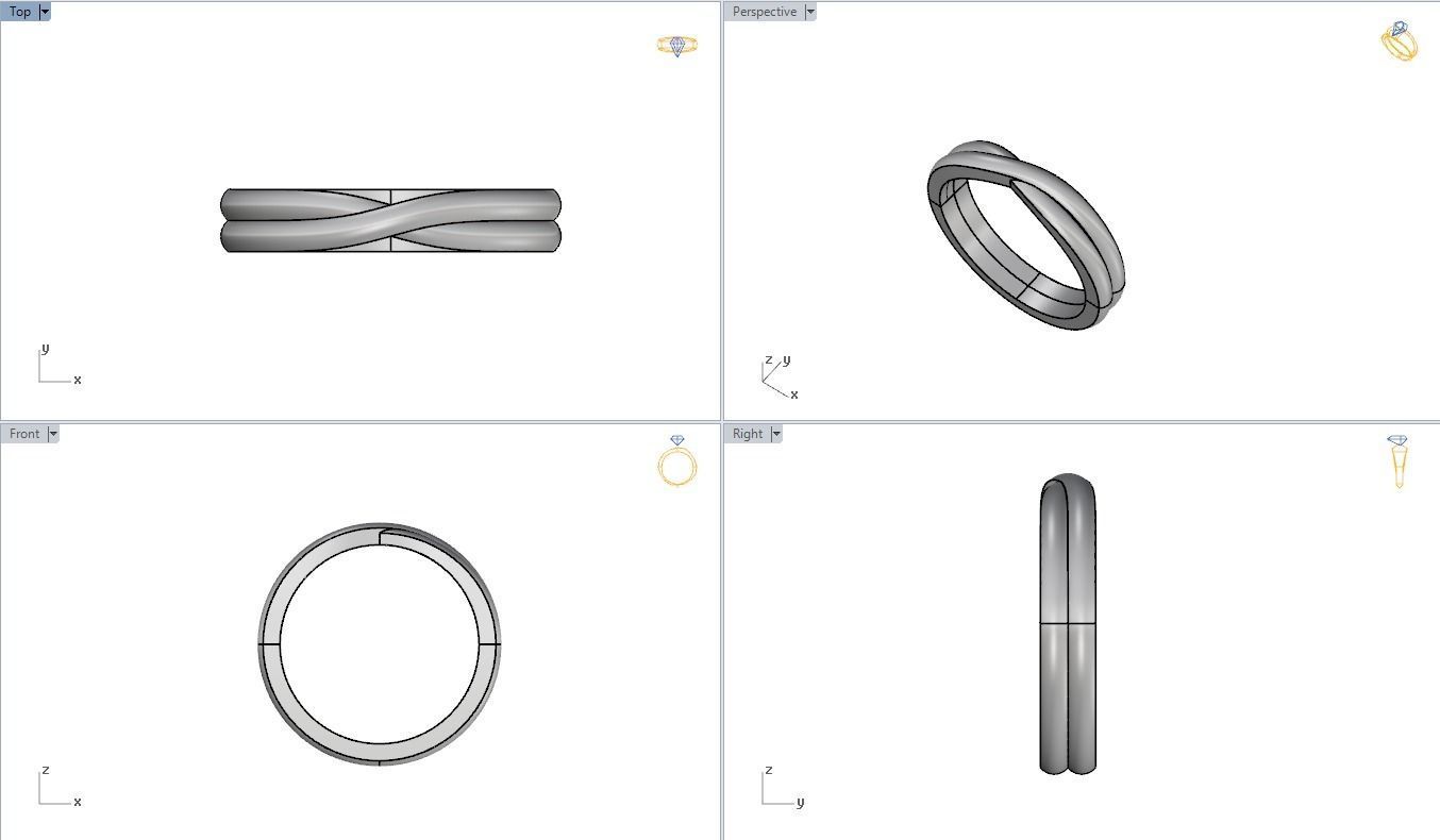 Twisted wedding band  3D print model_3