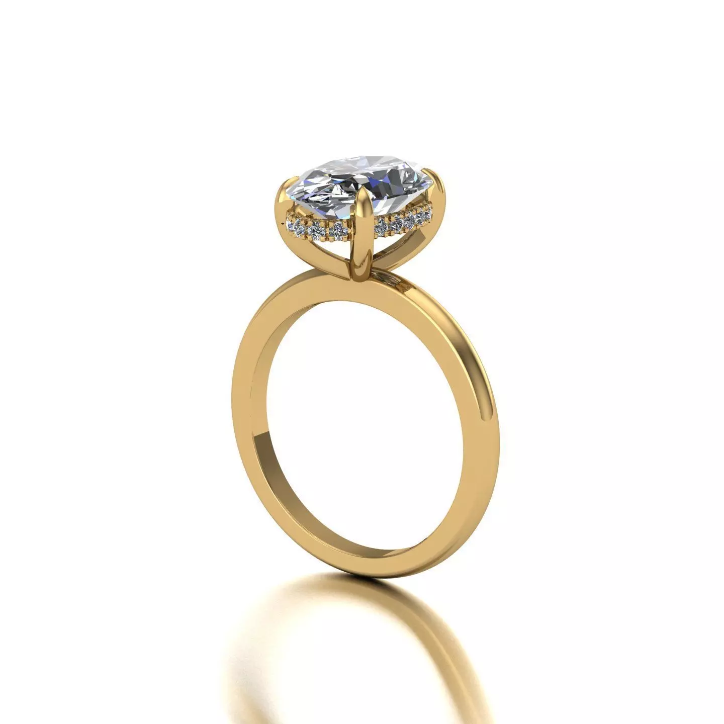 Solitaire engagement ring with hidden halo 3D print model_0