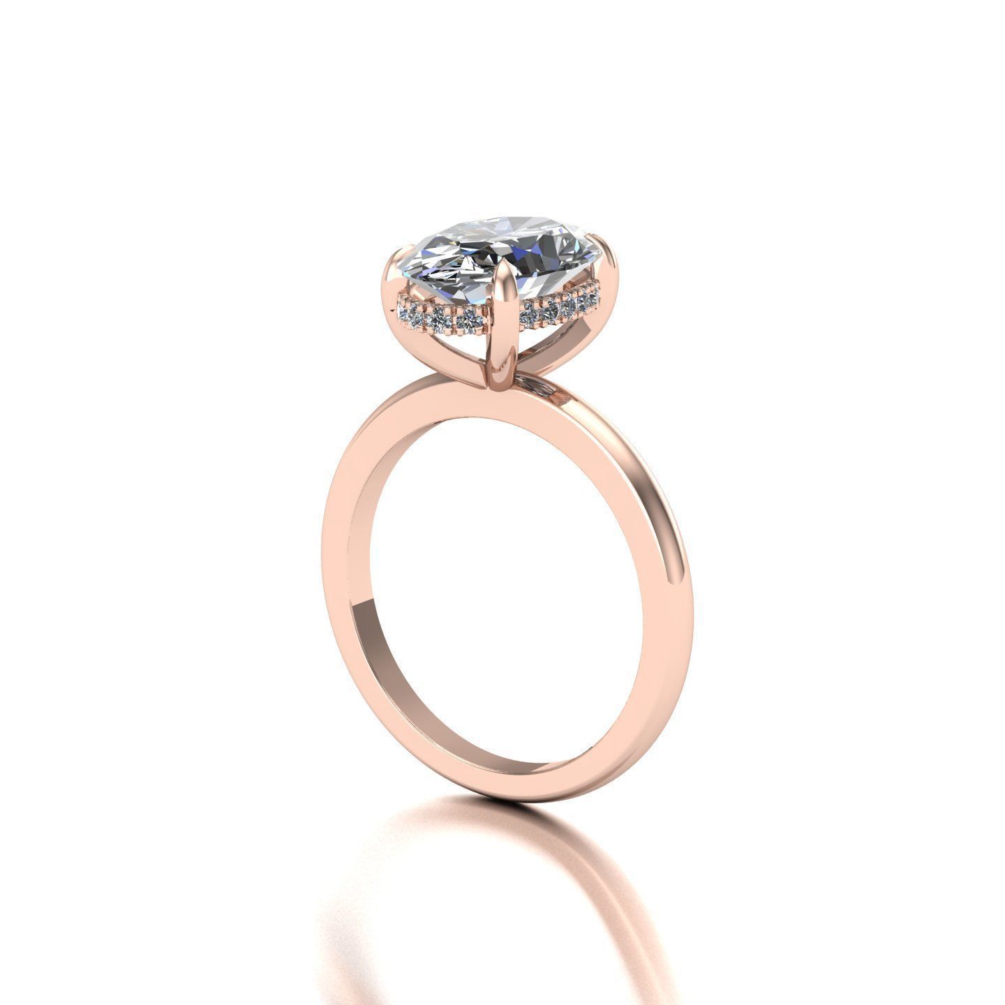 Solitaire engagement ring with hidden halo 3D print model_1