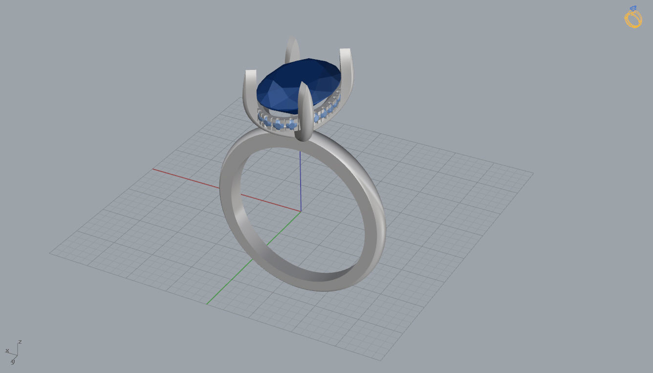 Solitaire engagement ring with hidden halo 3D print model_7
