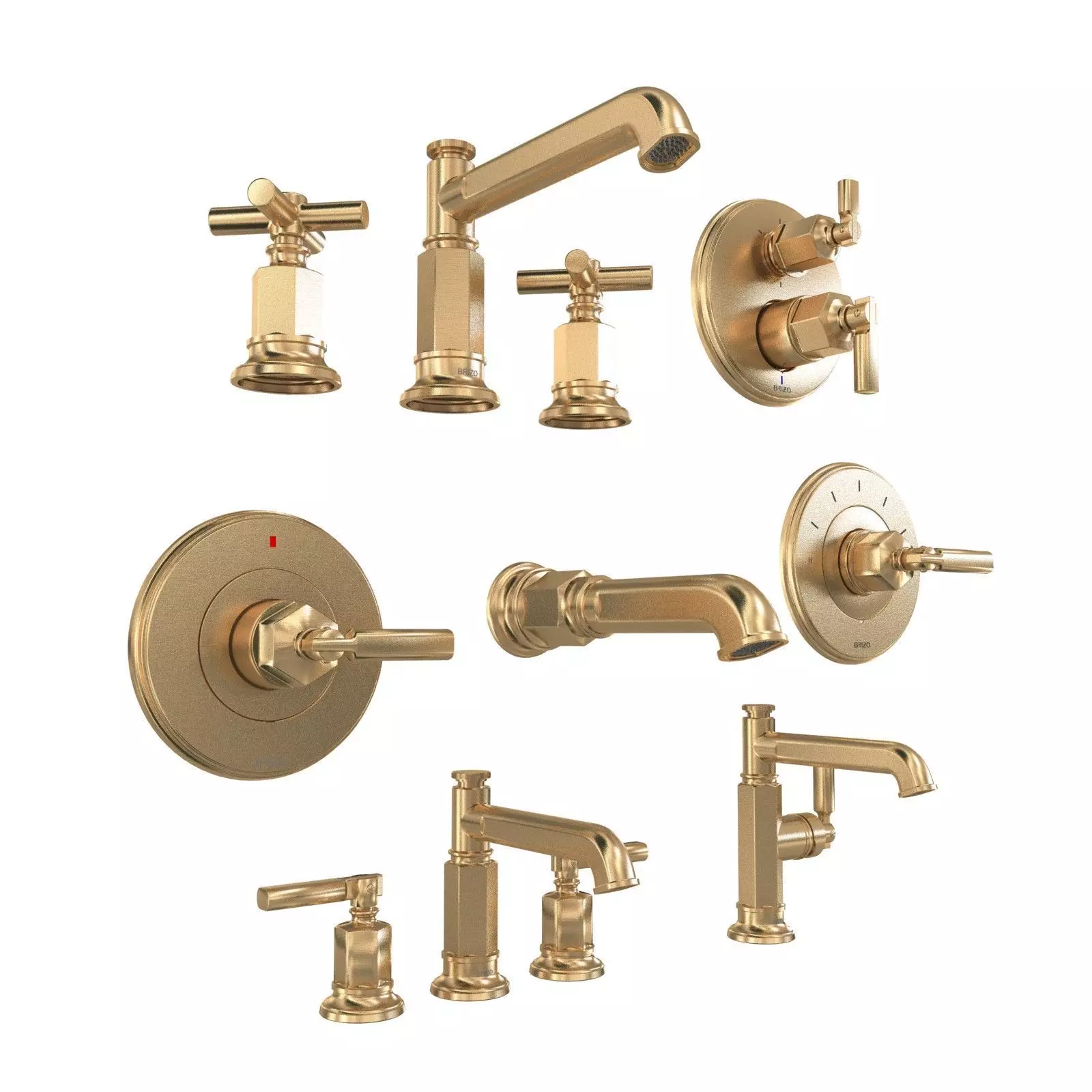 Brizo INVARI Widespread Lavatory Faucet Column Spout Less 3D model