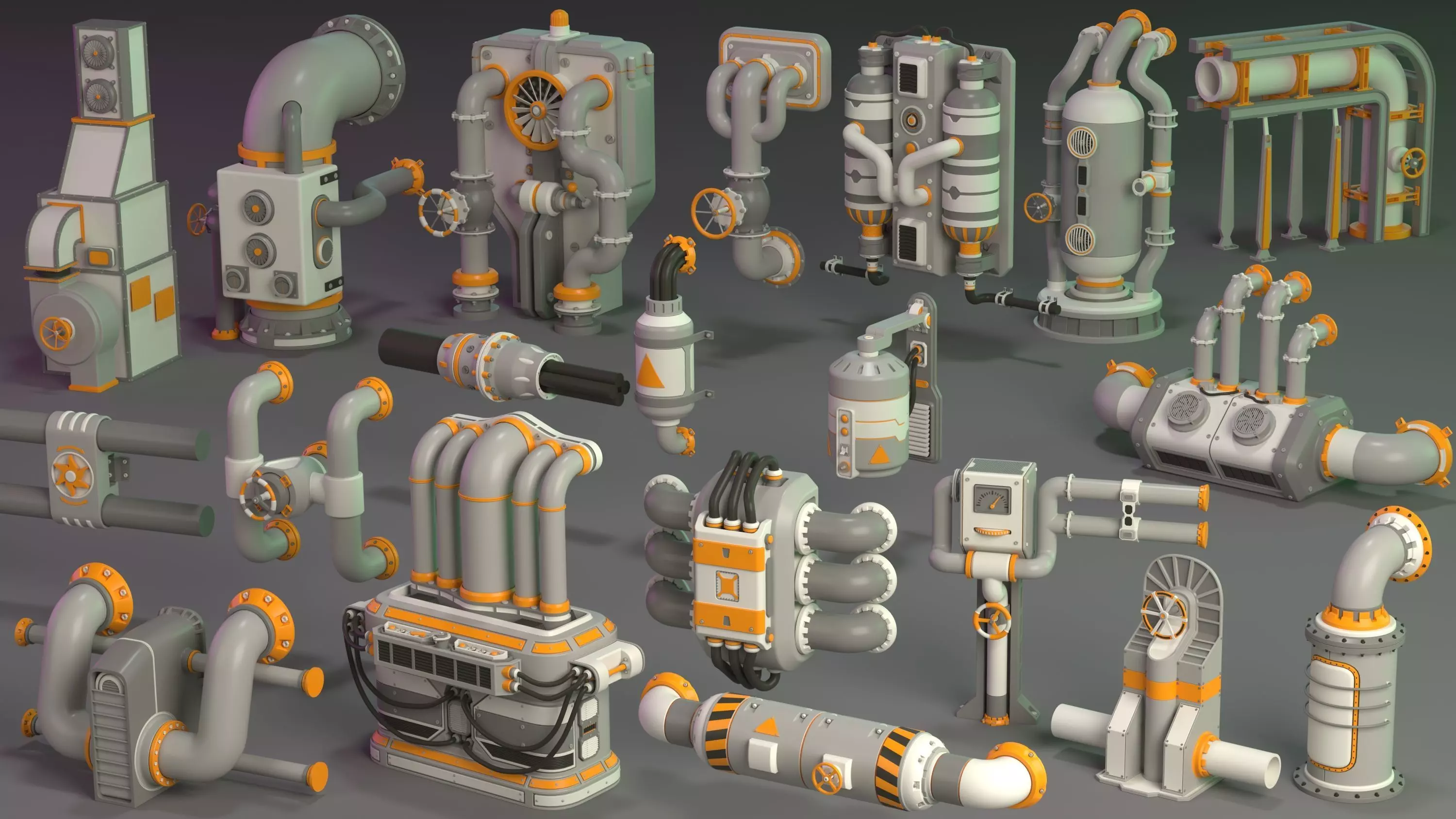 Wall Tube Mechanism Props 1 - 20 pieces 3D model_0