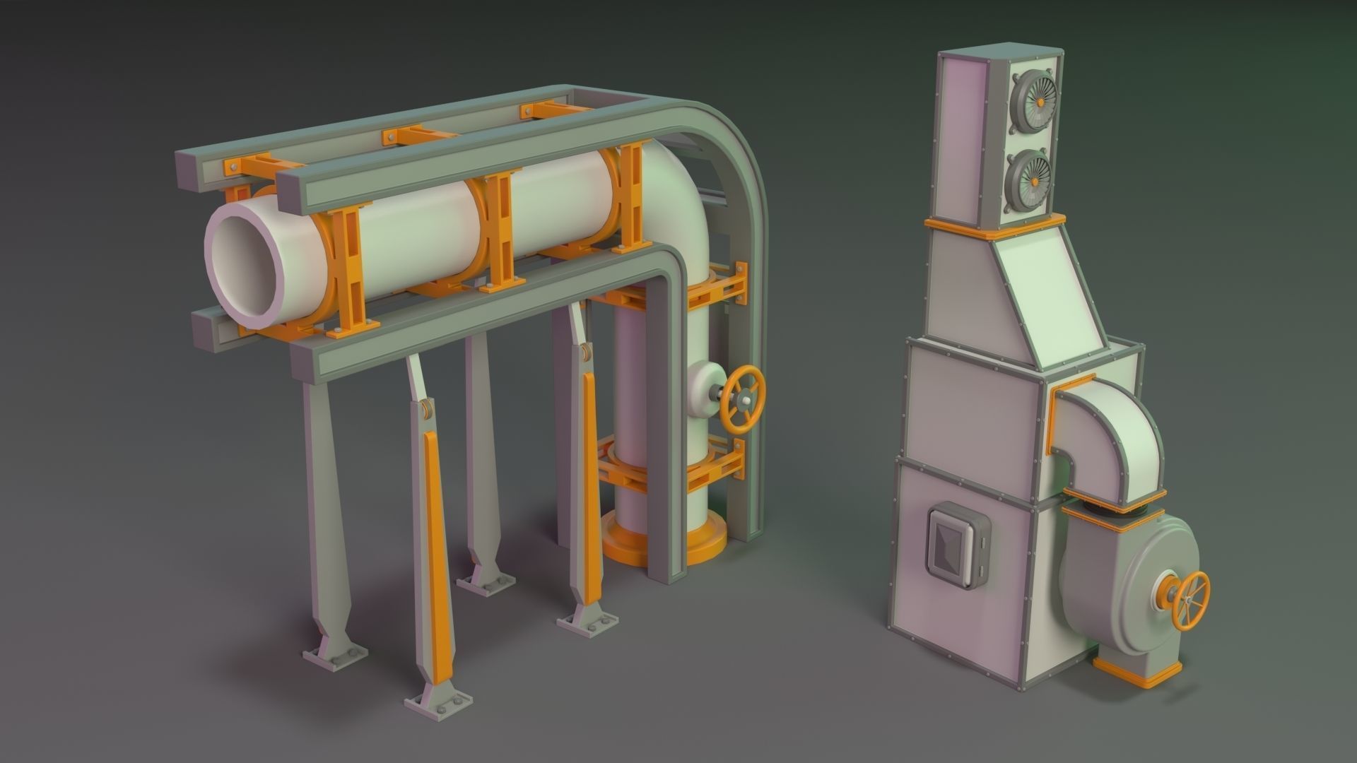 Wall Tube Mechanism Props 1 - 20 pieces 3D model_17