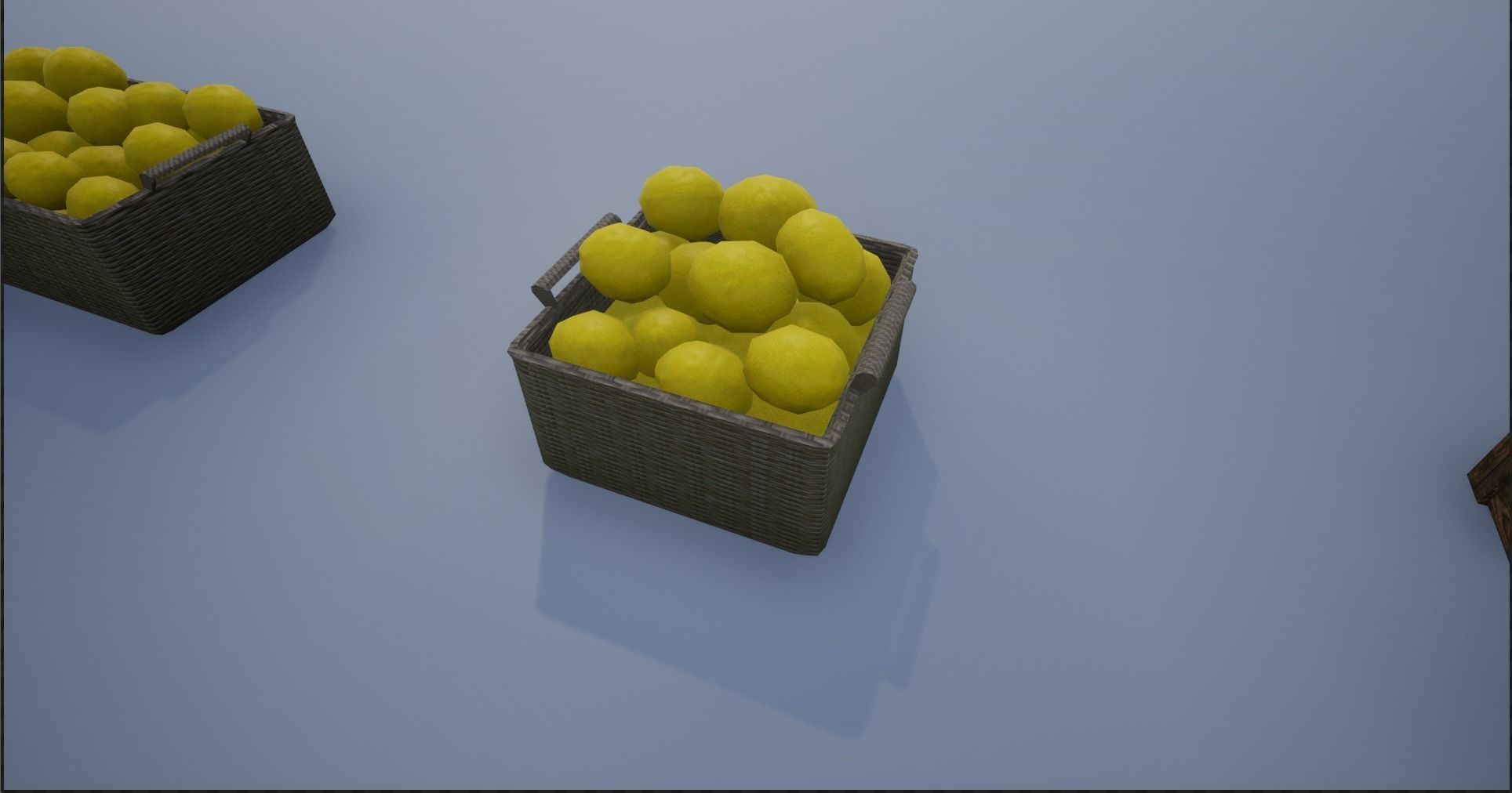 Lowpoly Crate and Baskets of Harvested Lemon Low-poly 3D model_18