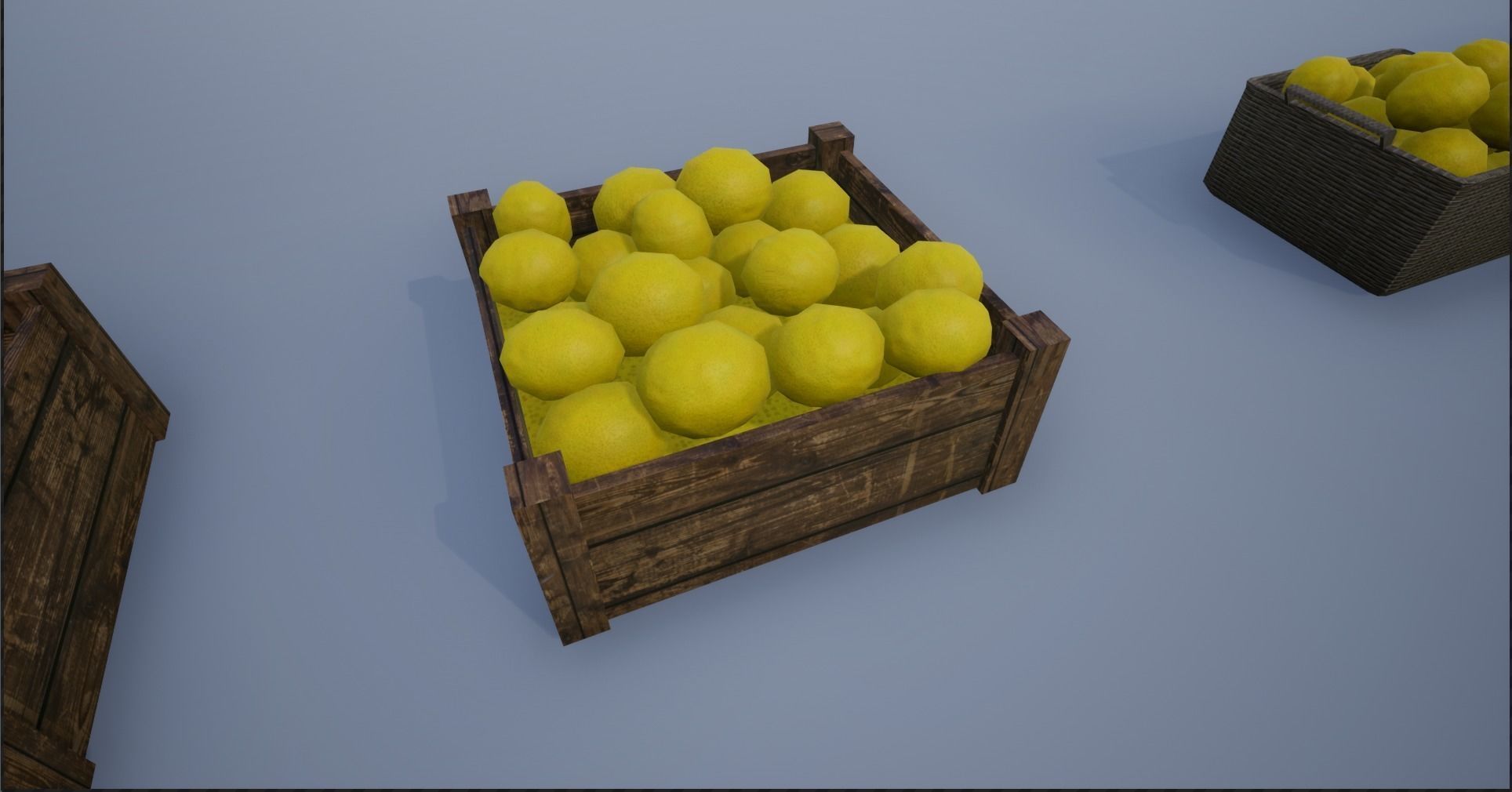 Lowpoly Crate and Baskets of Harvested Lemon Low-poly 3D model_21