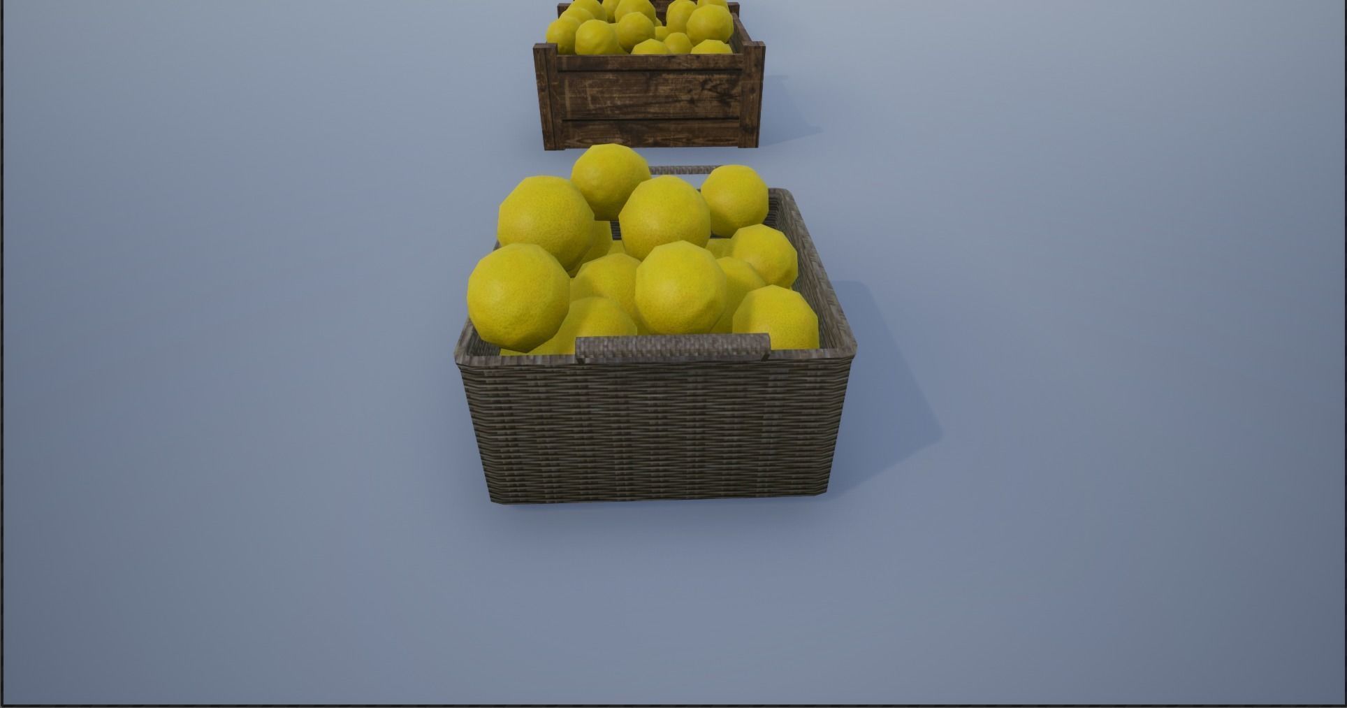 Lowpoly Crate and Baskets of Harvested Lemon Low-poly 3D model_19