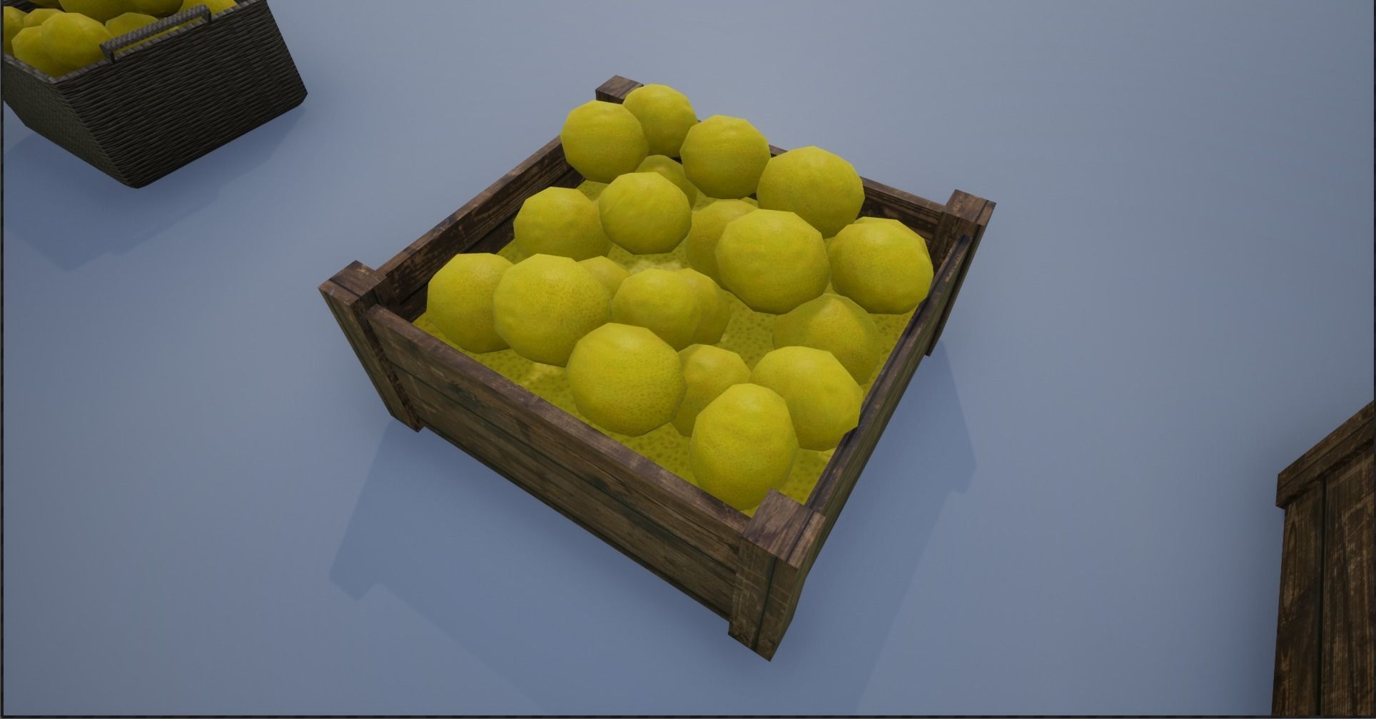Lowpoly Crate and Baskets of Harvested Lemon Low-poly 3D model_20