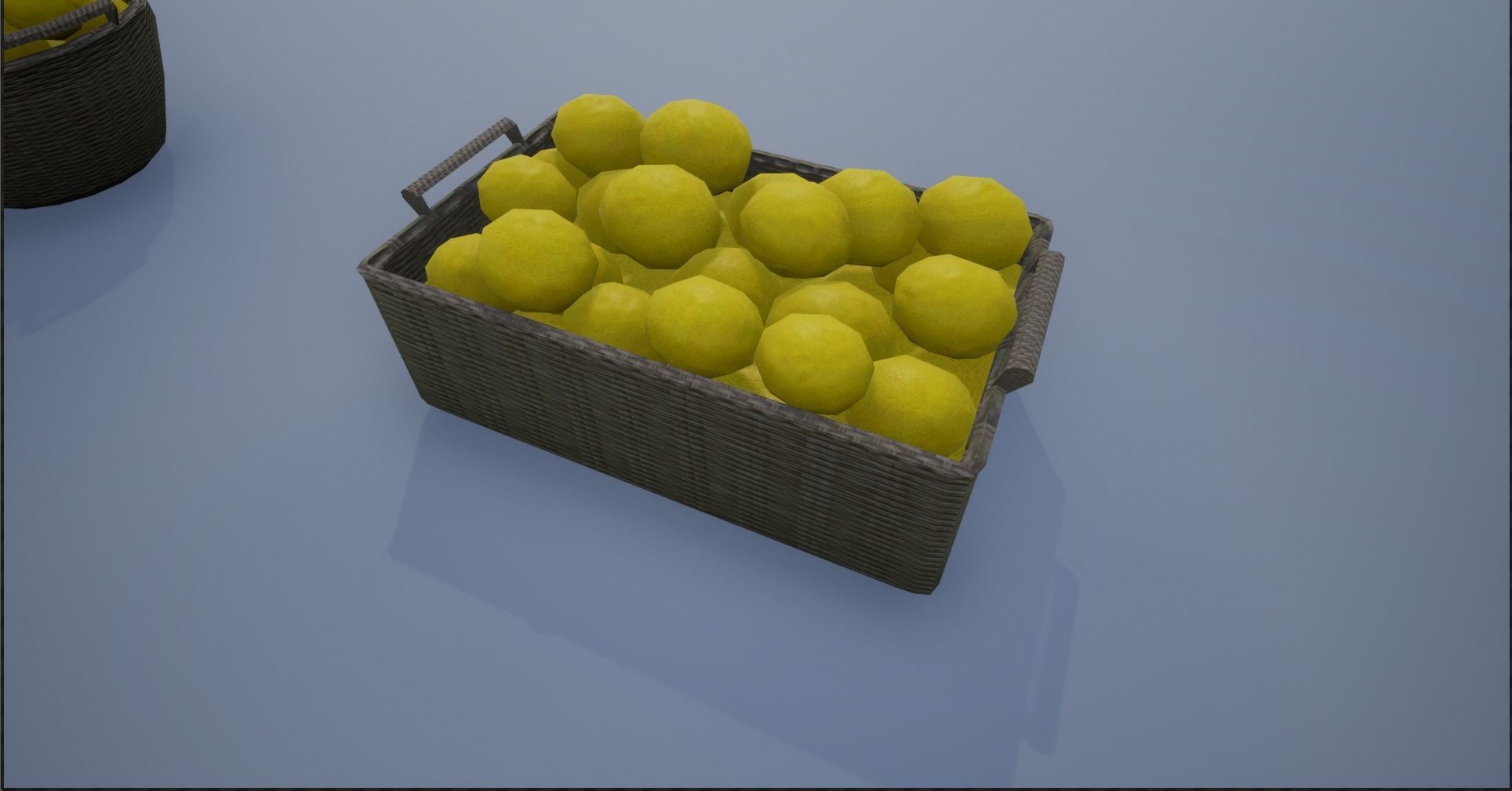 Lowpoly Crate and Baskets of Harvested Lemon Low-poly 3D model_16