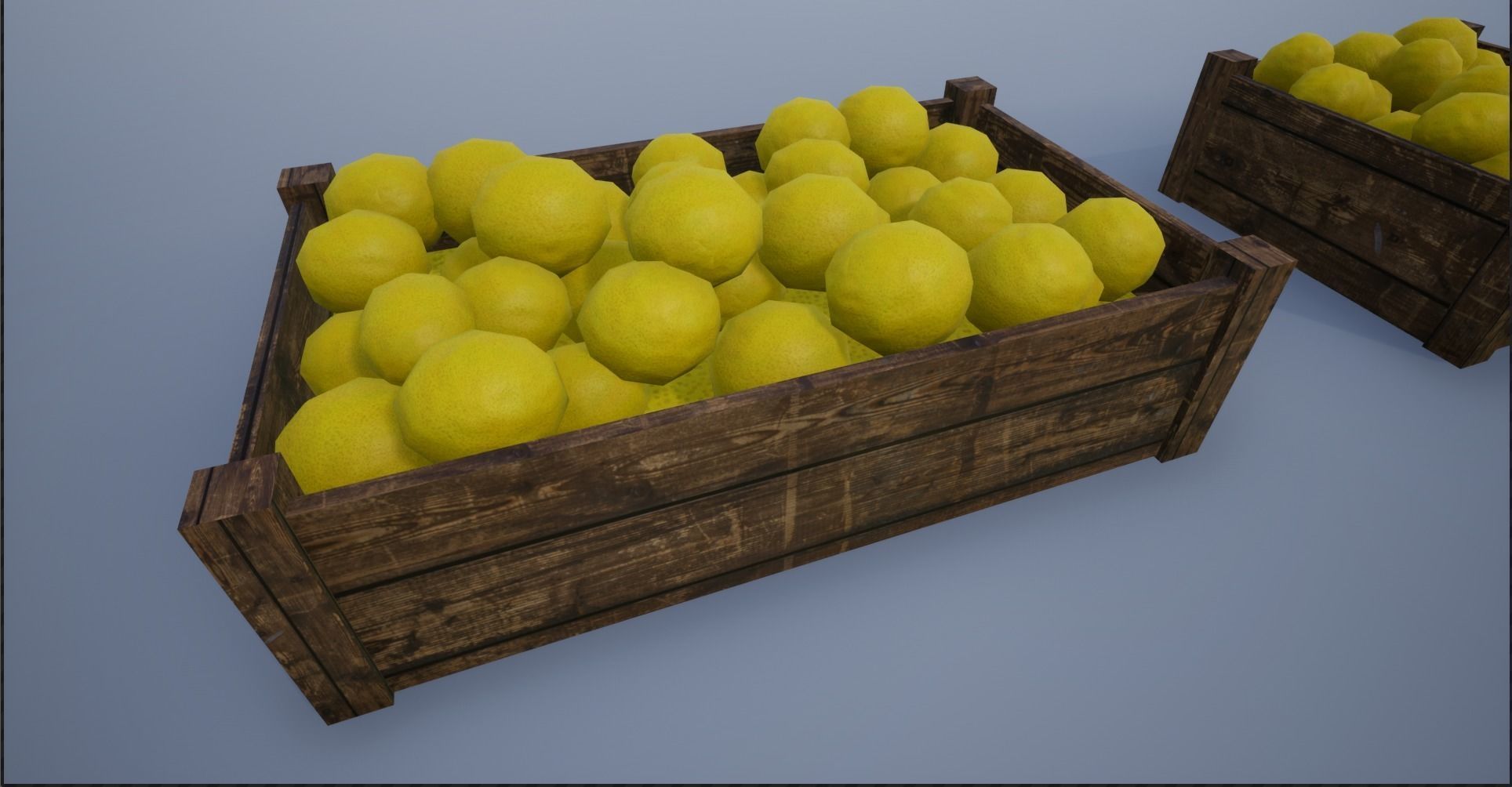 Lowpoly Crate and Baskets of Harvested Lemon Low-poly 3D model_23