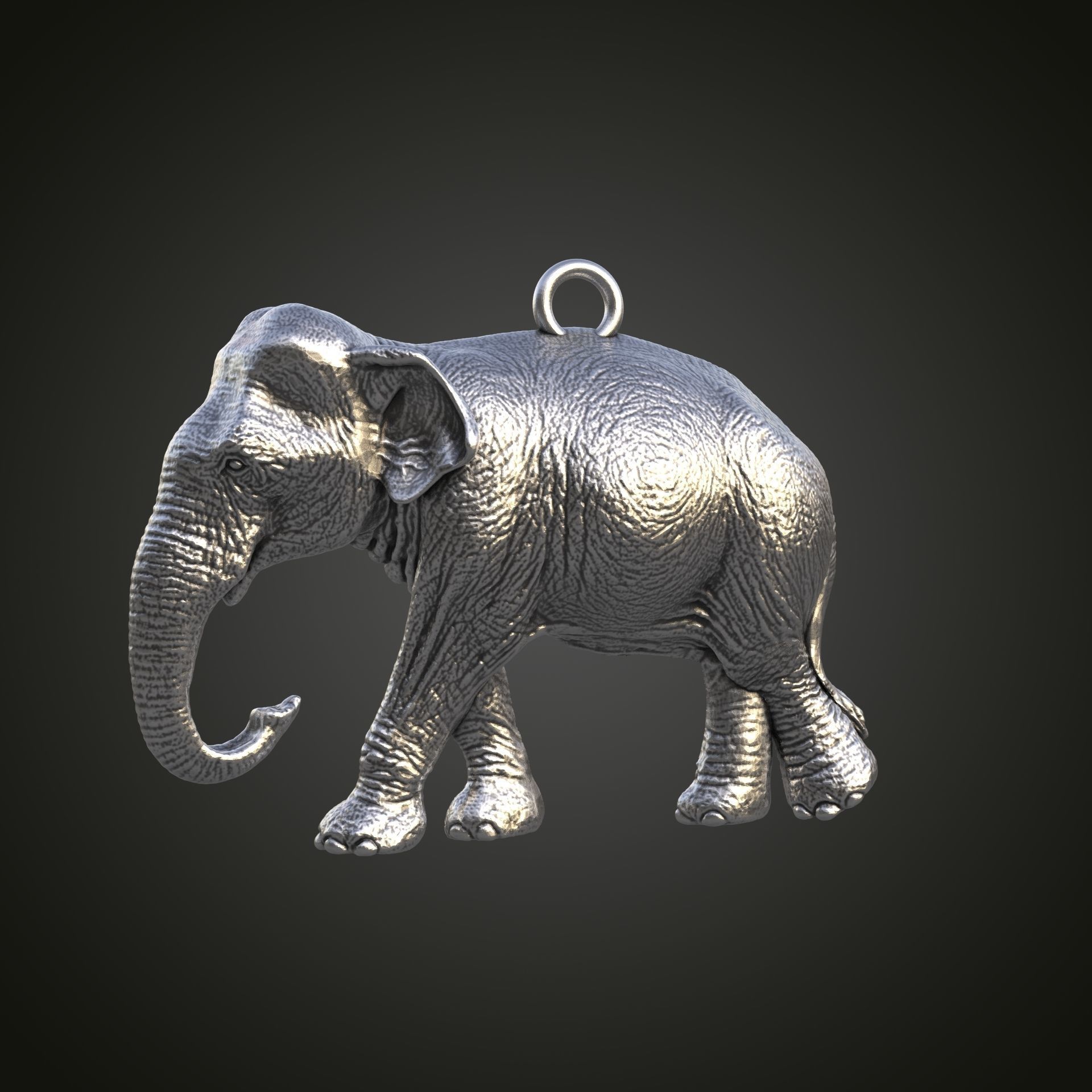 Elephant pendant 3D print model_5