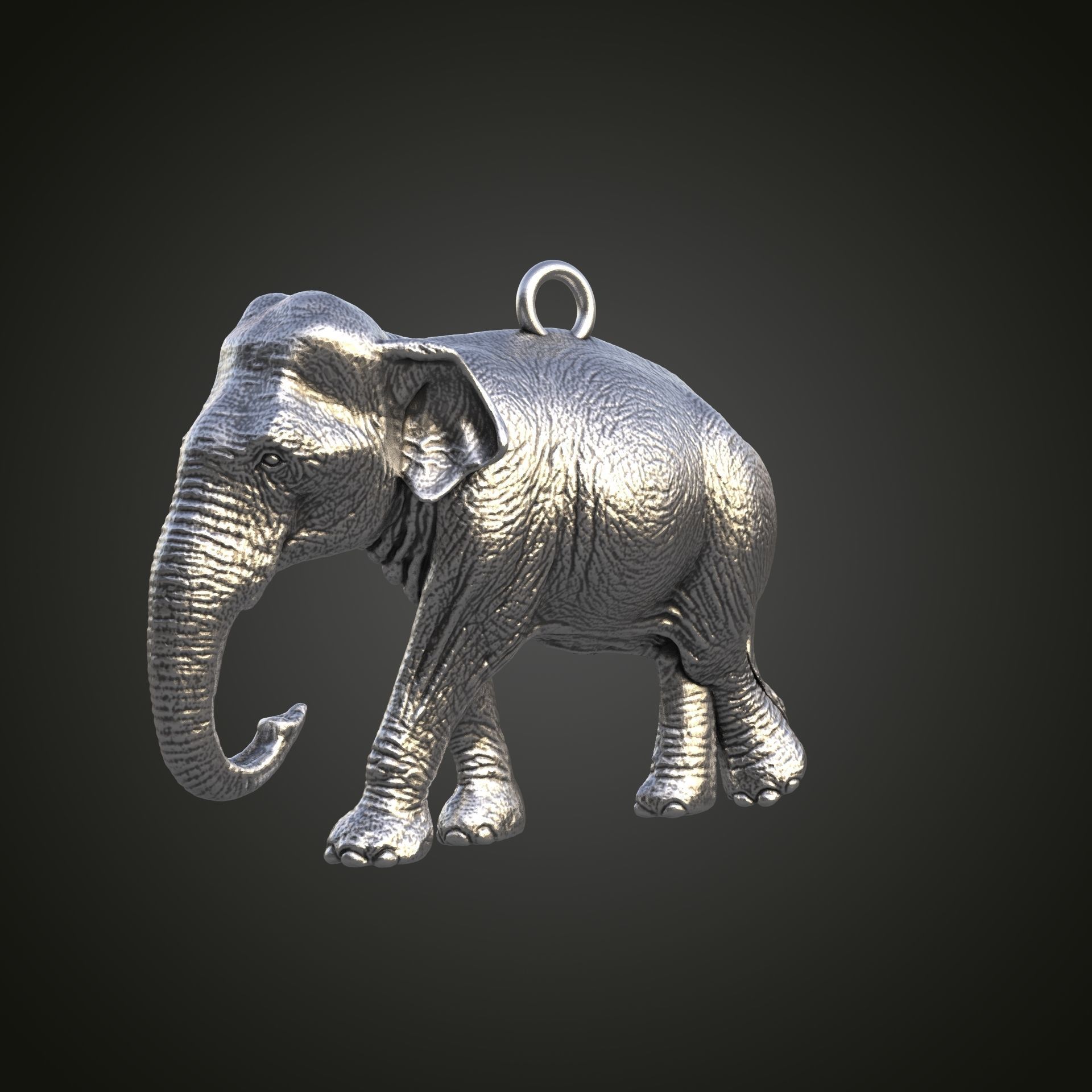 Elephant pendant 3D print model_4