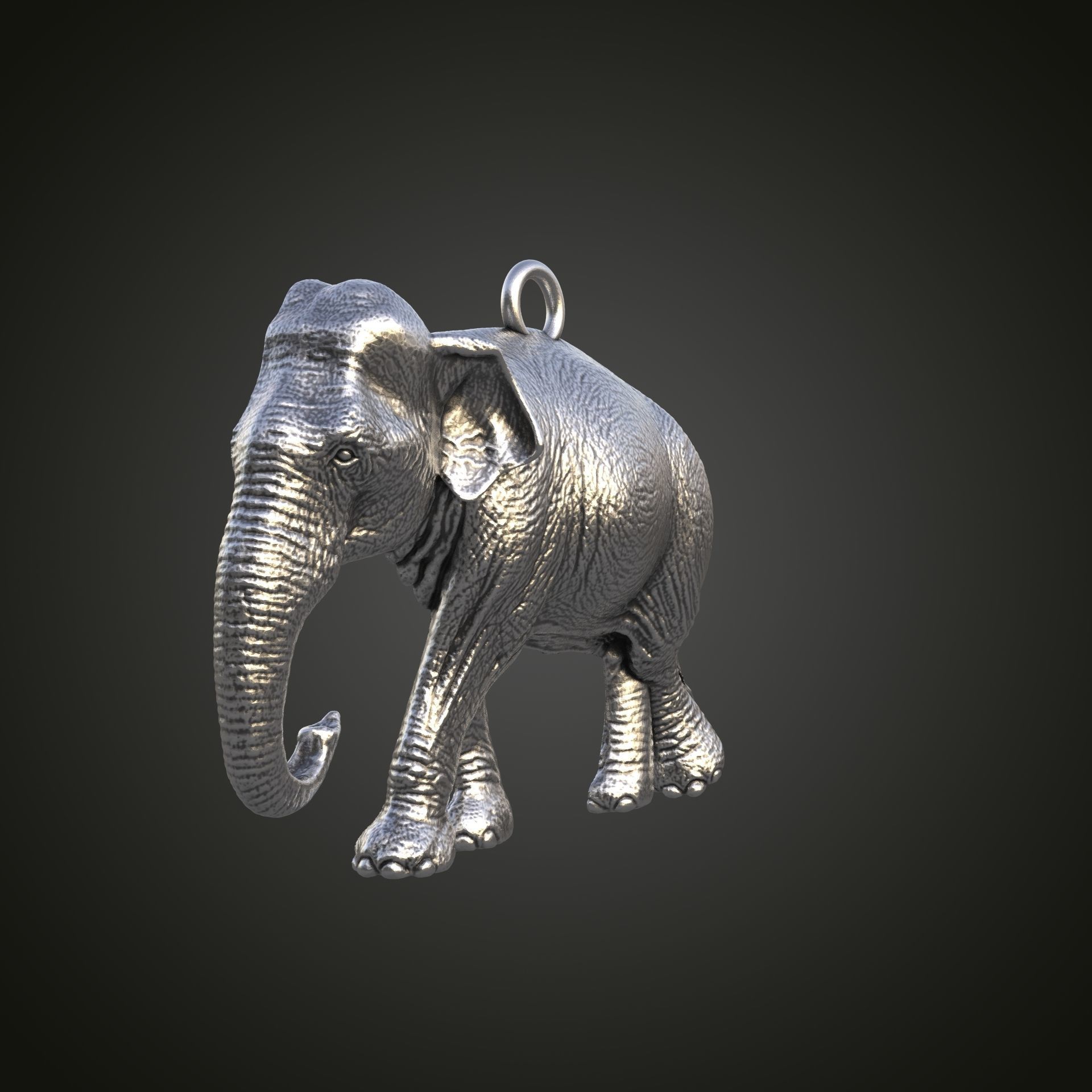Elephant pendant 3D print model_3