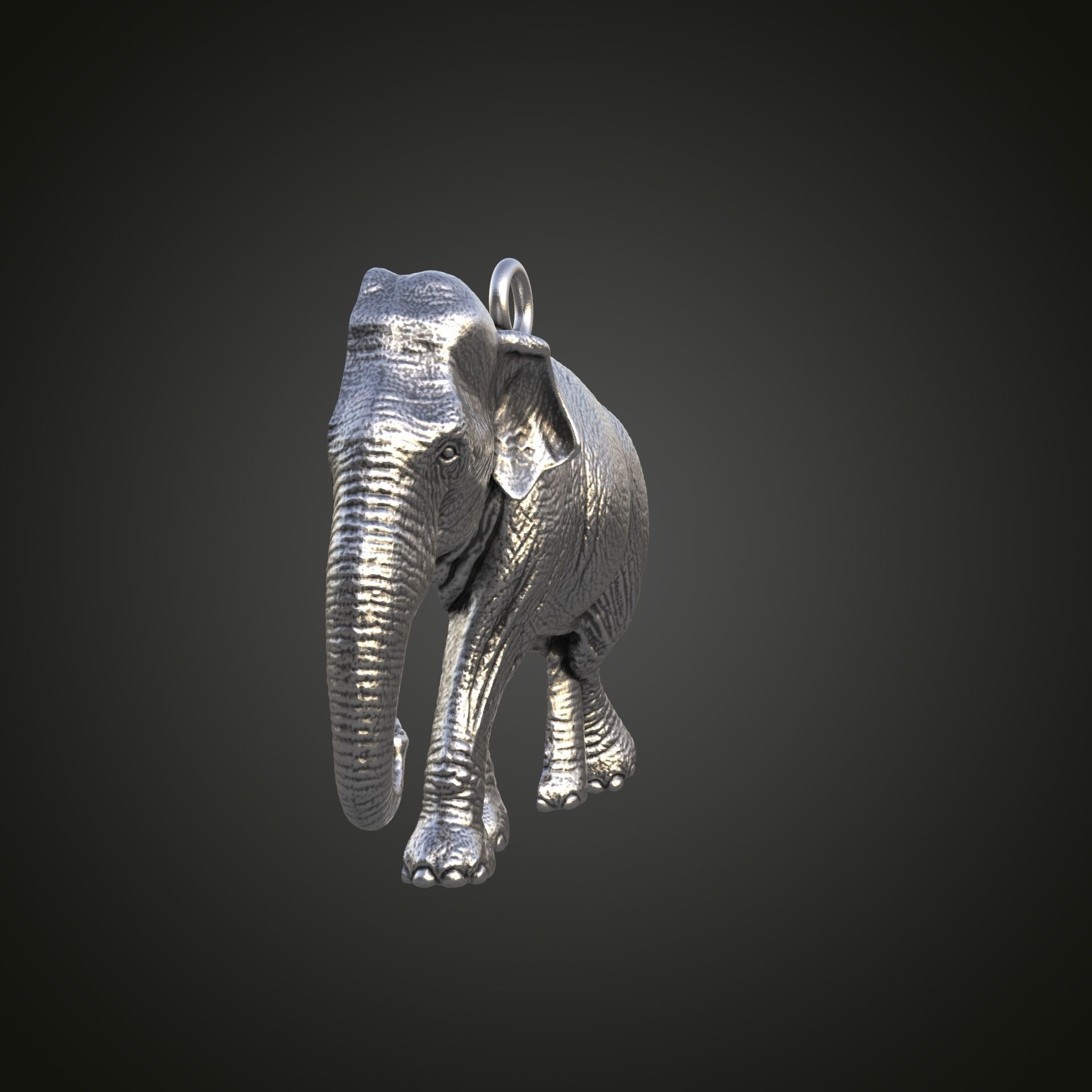 Elephant pendant 3D print model_2