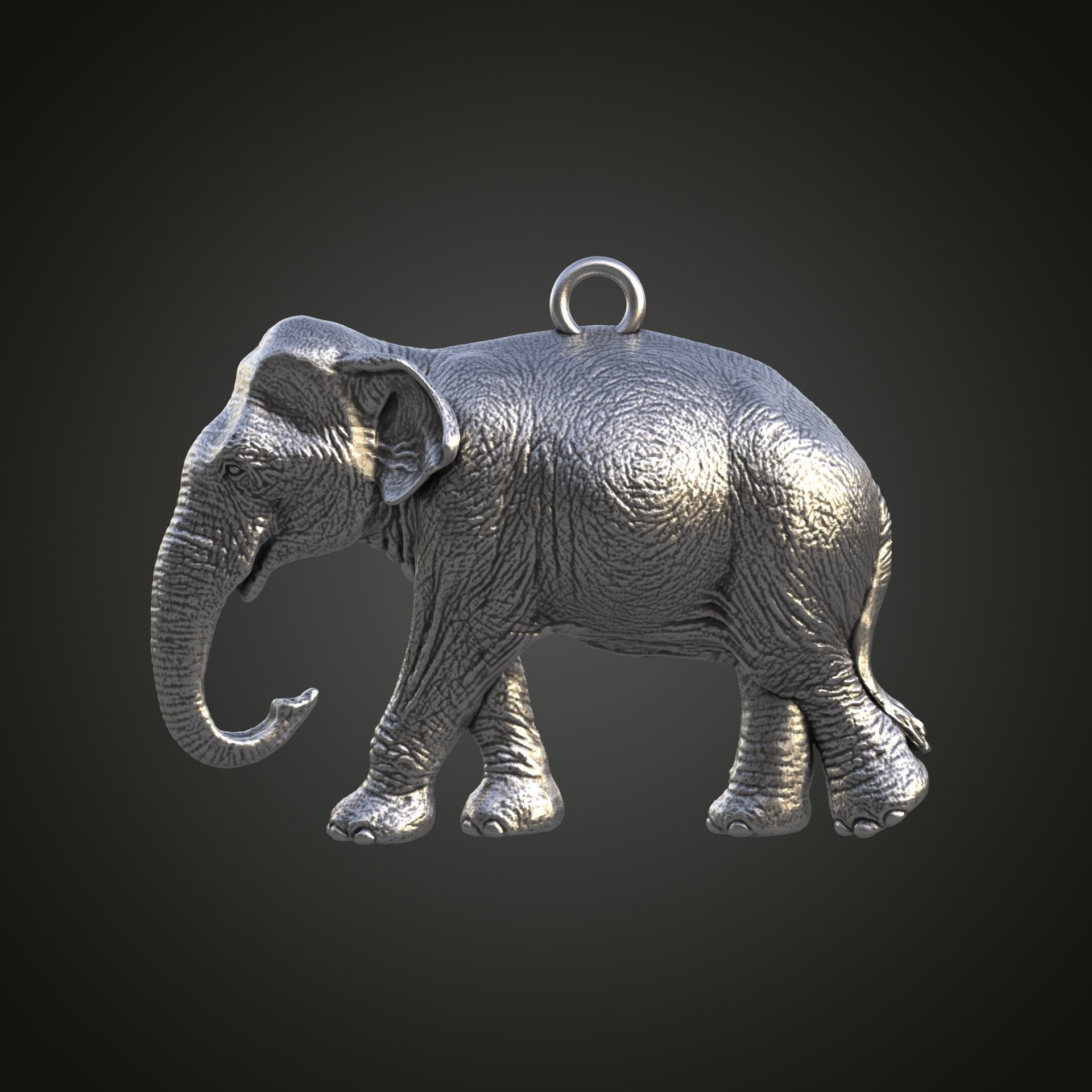 Elephant pendant 3D print model_6