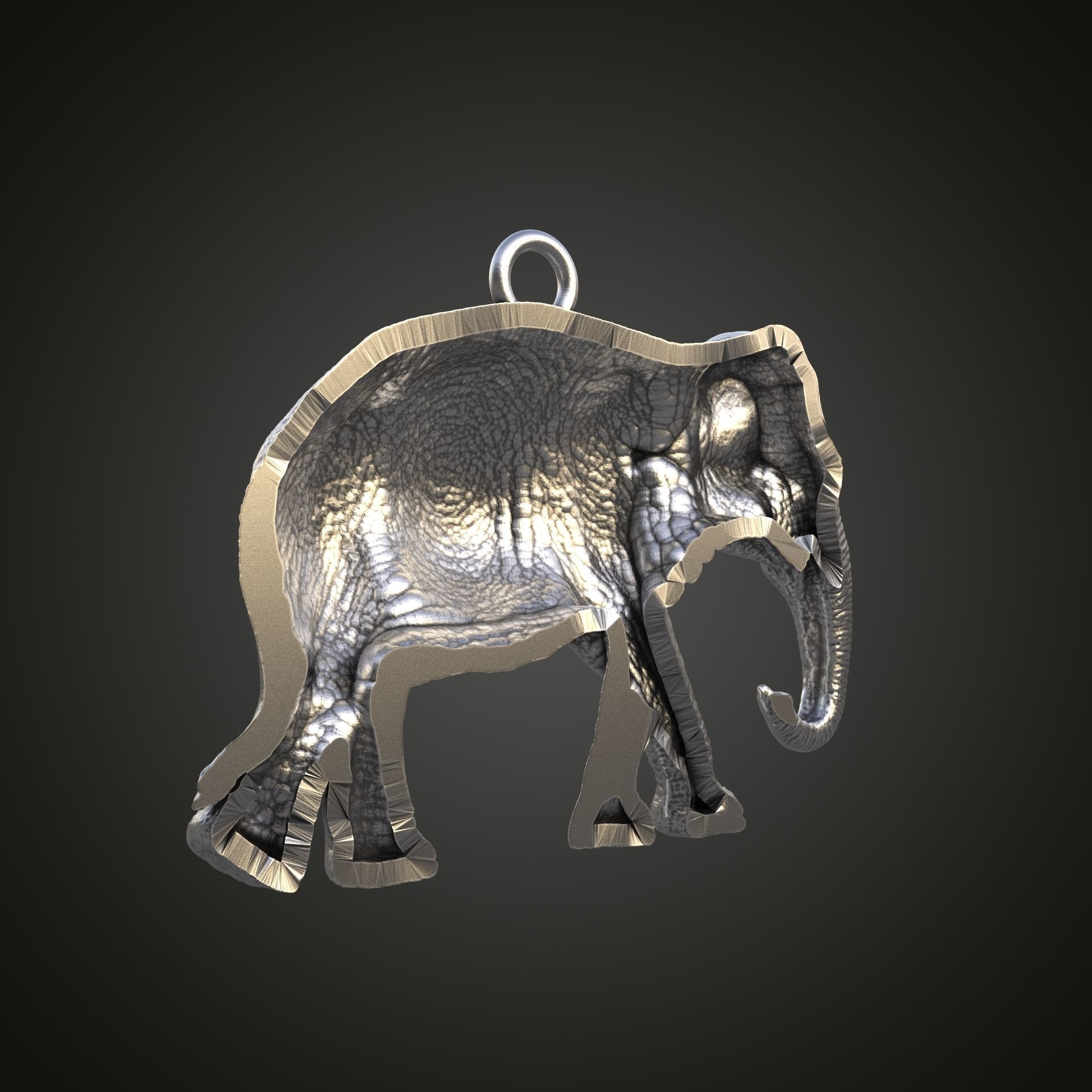 Elephant pendant 3D print model_10