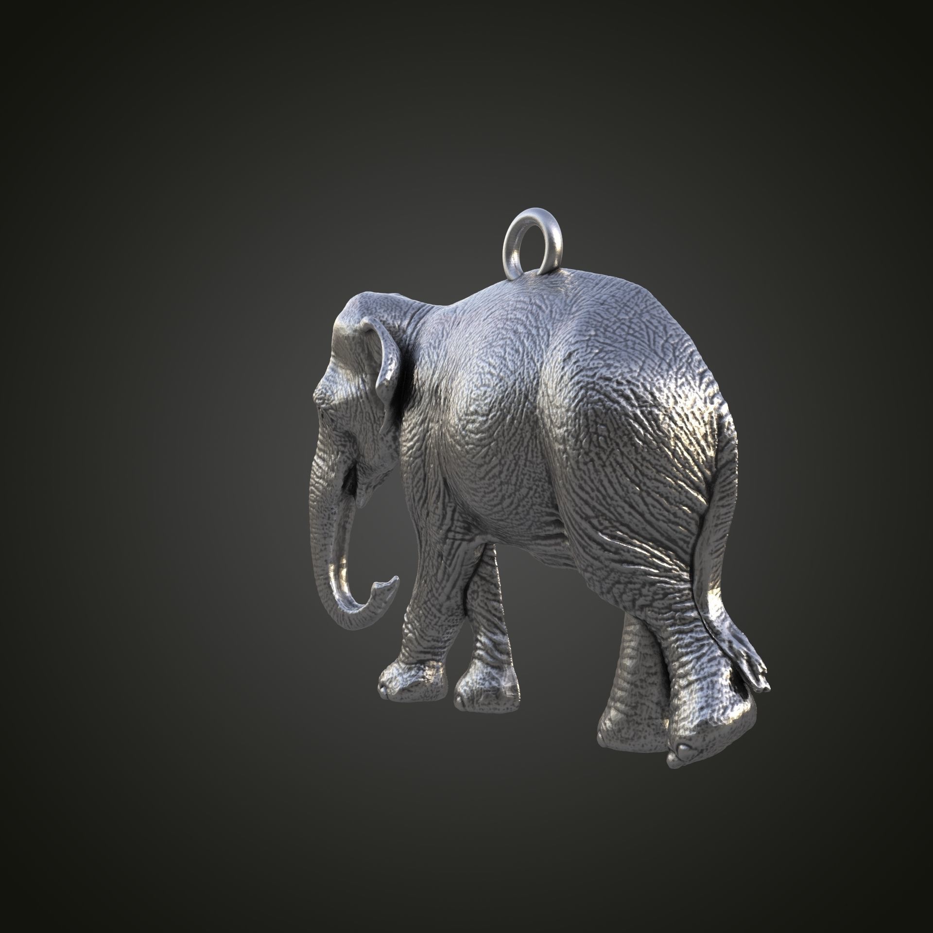 Elephant pendant 3D print model_8
