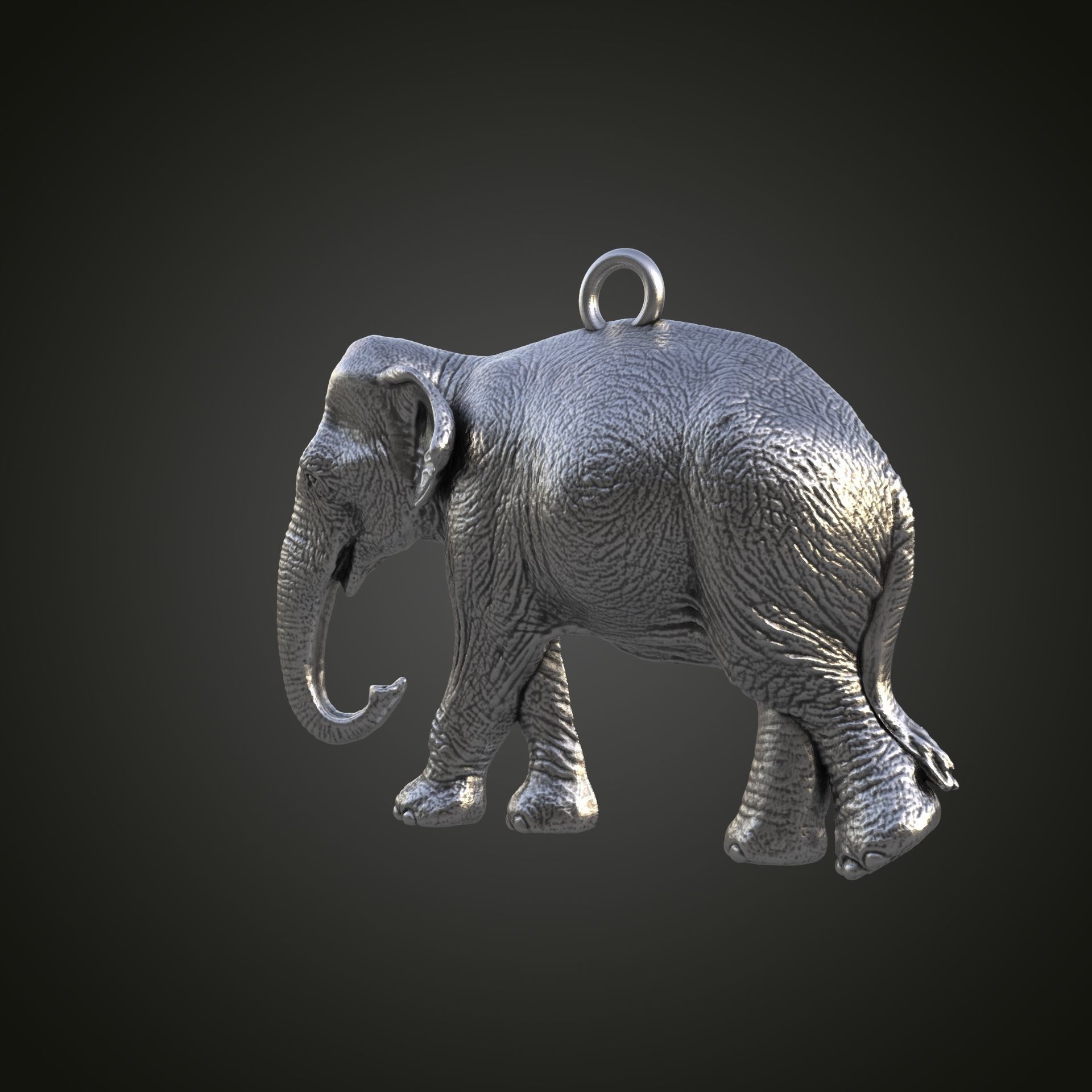 Elephant pendant 3D print model_7