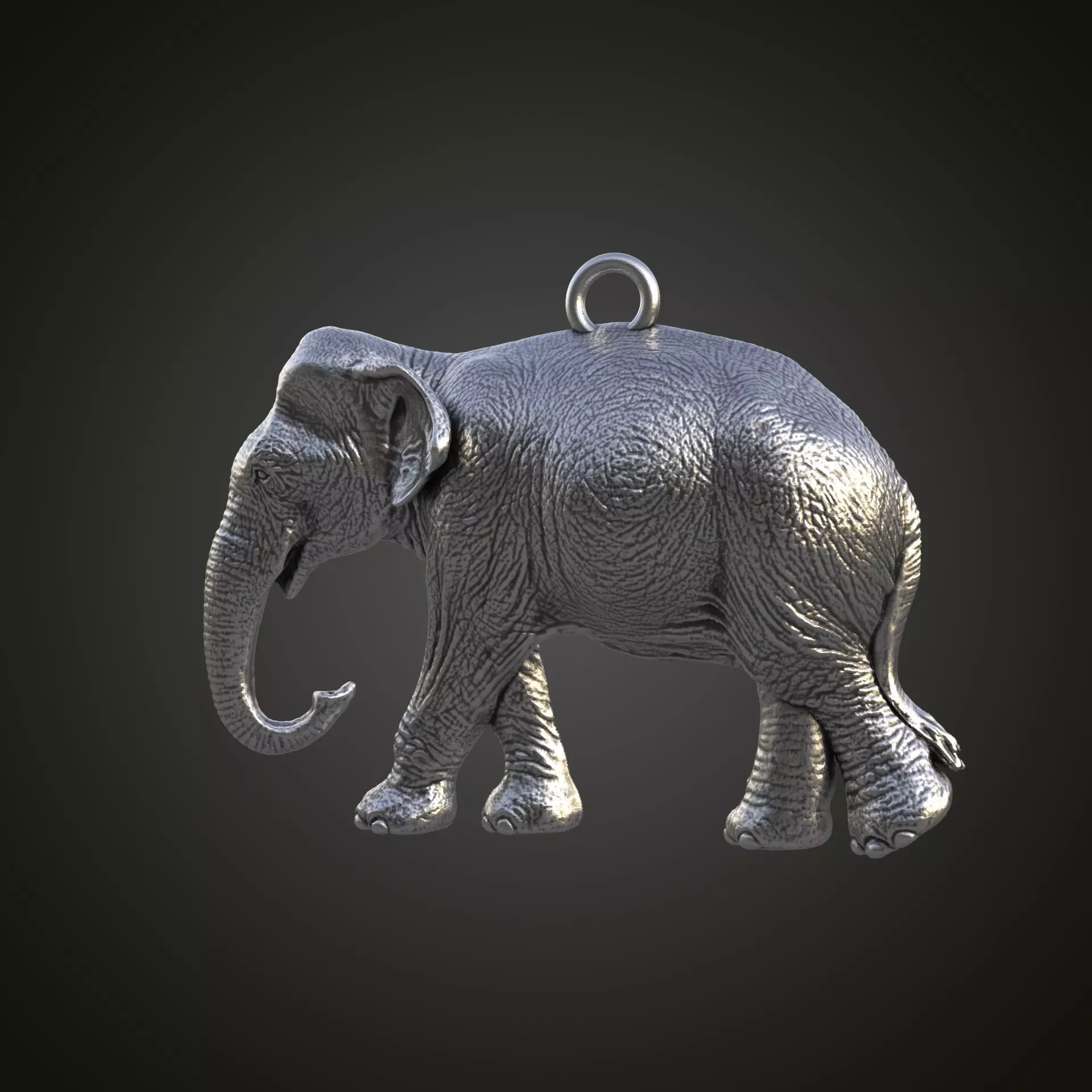 Elephant pendant 3D print model_0