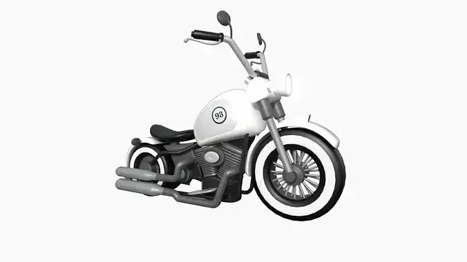 Motorcycle Cartoon A10 White Racing - Custom Vehicle Design Low-poly 3D model