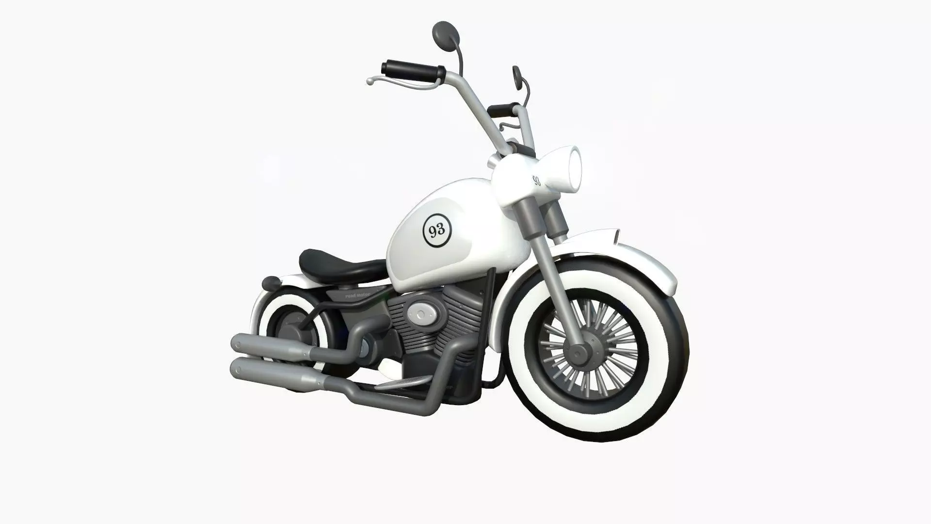 Motorcycle Cartoon A10 White Racing - Custom Vehicle Design Low-poly 3D model_0