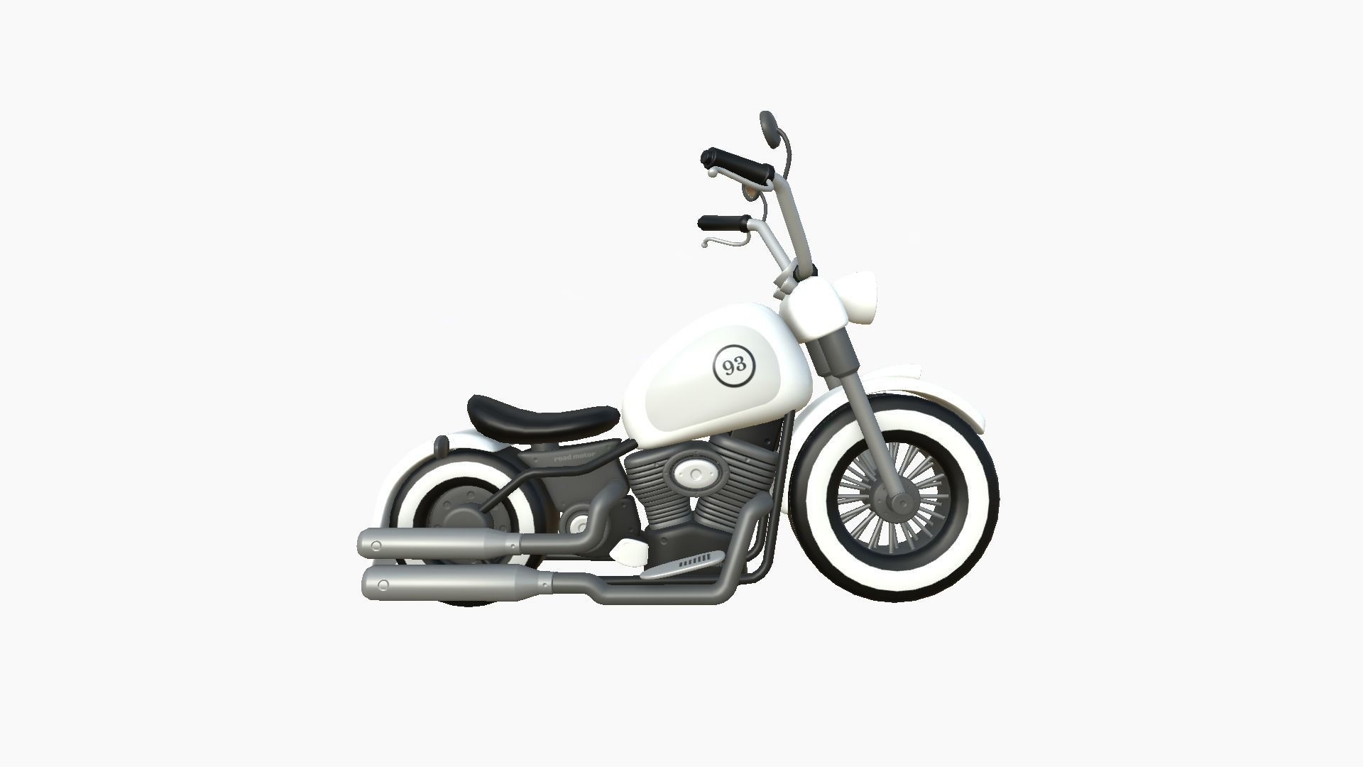 Motorcycle Cartoon A10 White Racing - Custom Vehicle Design Low-poly 3D model_2