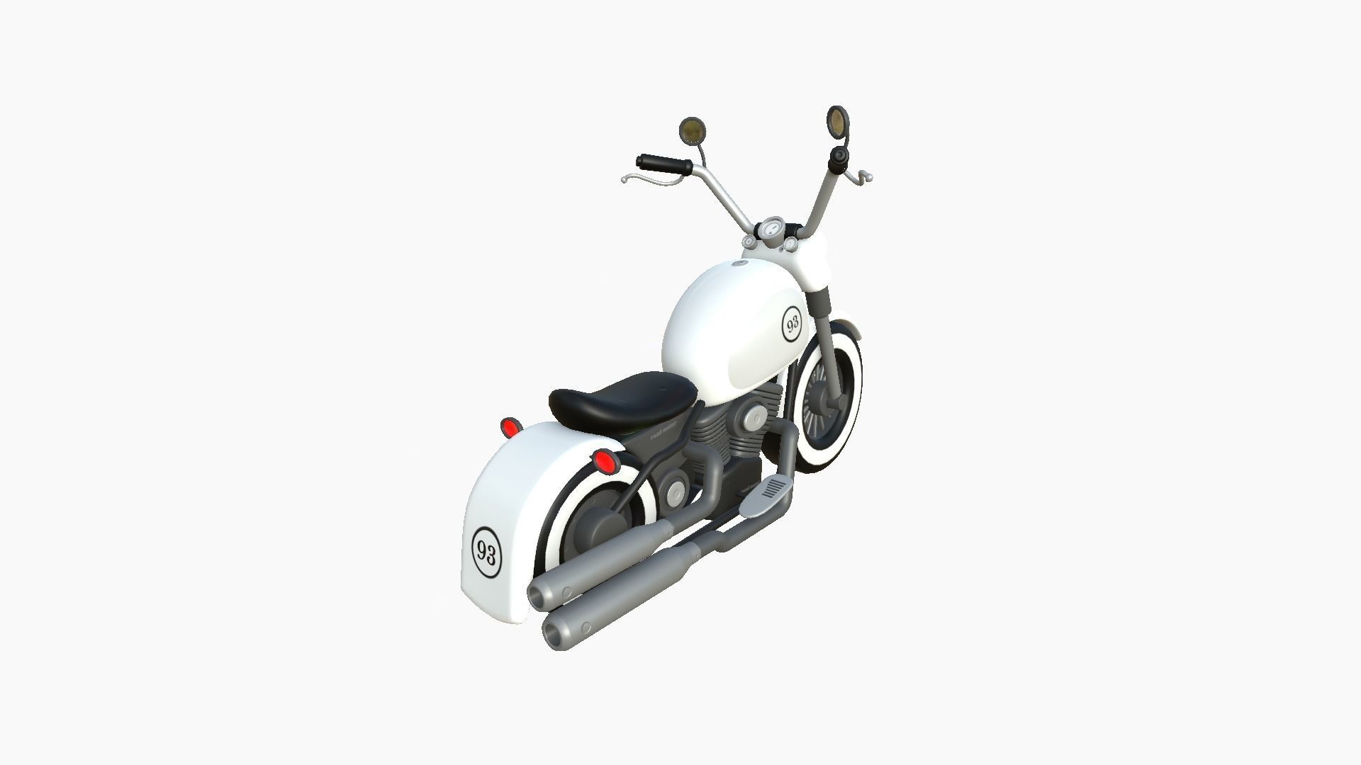 Motorcycle Cartoon A10 White Racing - Custom Vehicle Design Low-poly 3D model_1