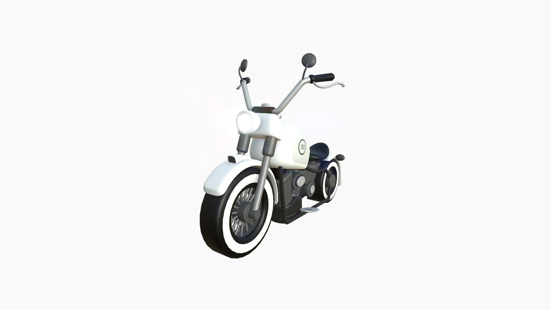 Motorcycle Cartoon A10 White Racing - Custom Vehicle Design Low-poly 3D model_3