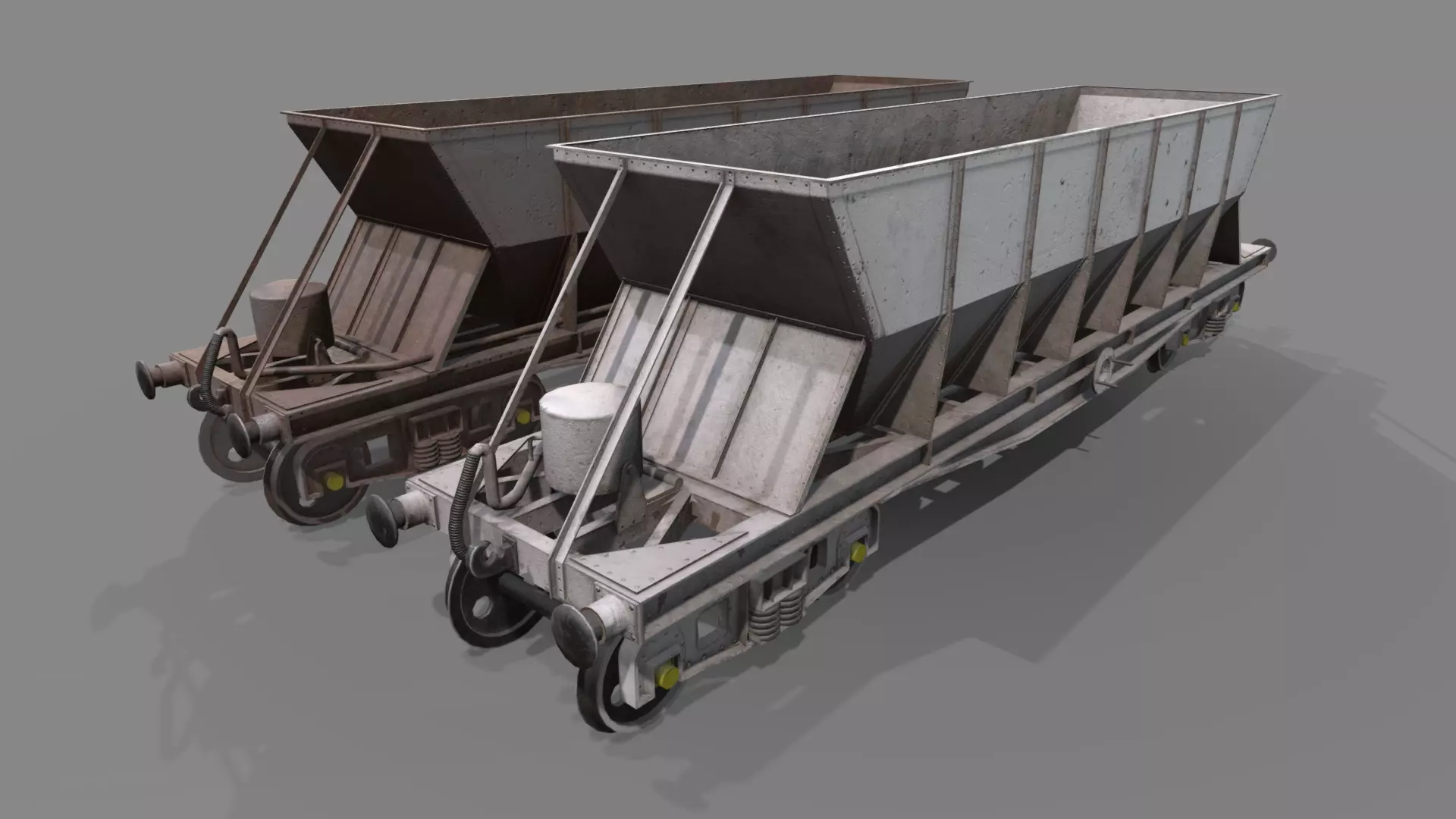 Double bogie hopper Low-poly 3D model_0